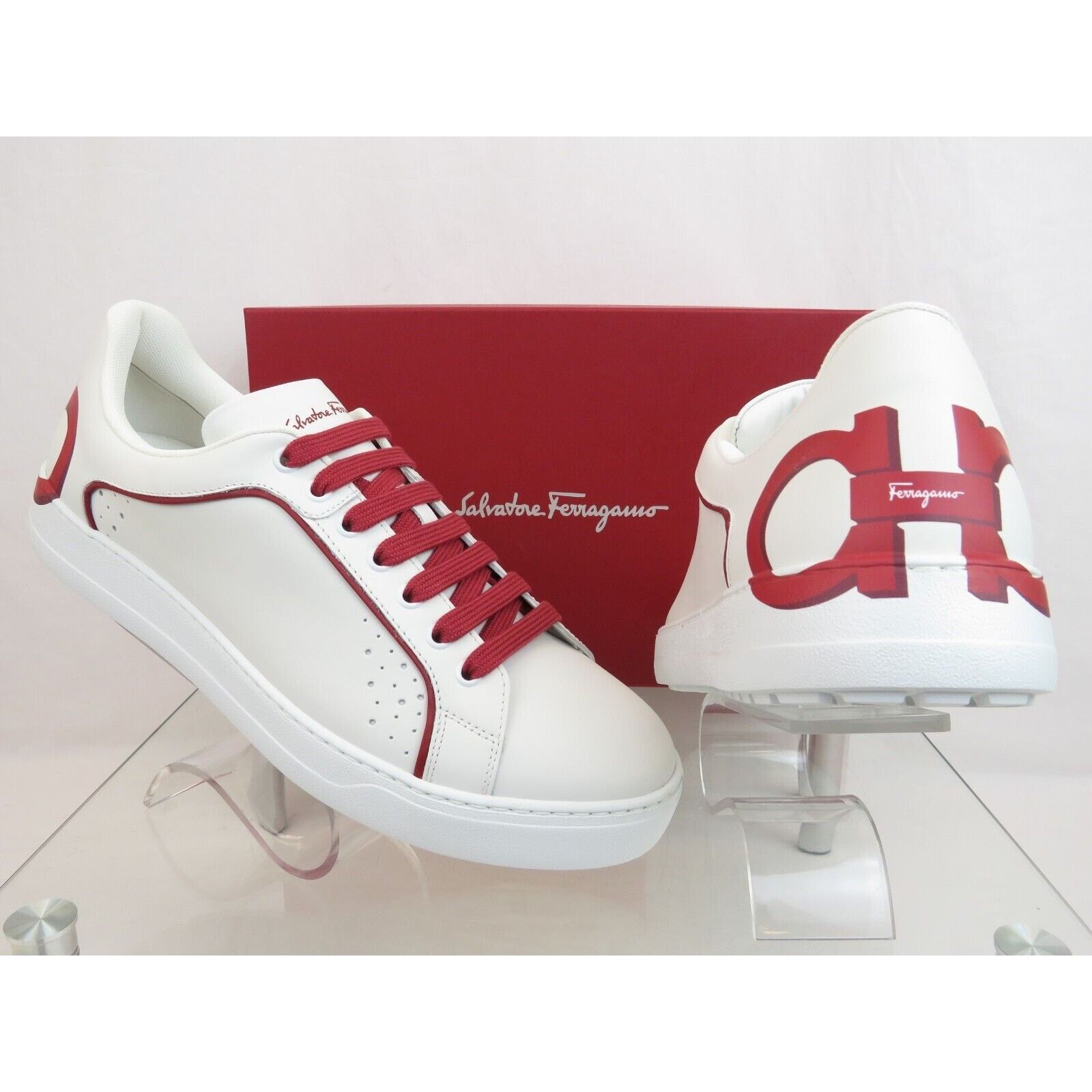Salvatore Ferragamo FERRAGAMO MANHATTAN WHITE LEATHER GANCINI LOGO SNEAKER 10.5 Size US 11.5 / EU 44-45 - 4 Thumbnail