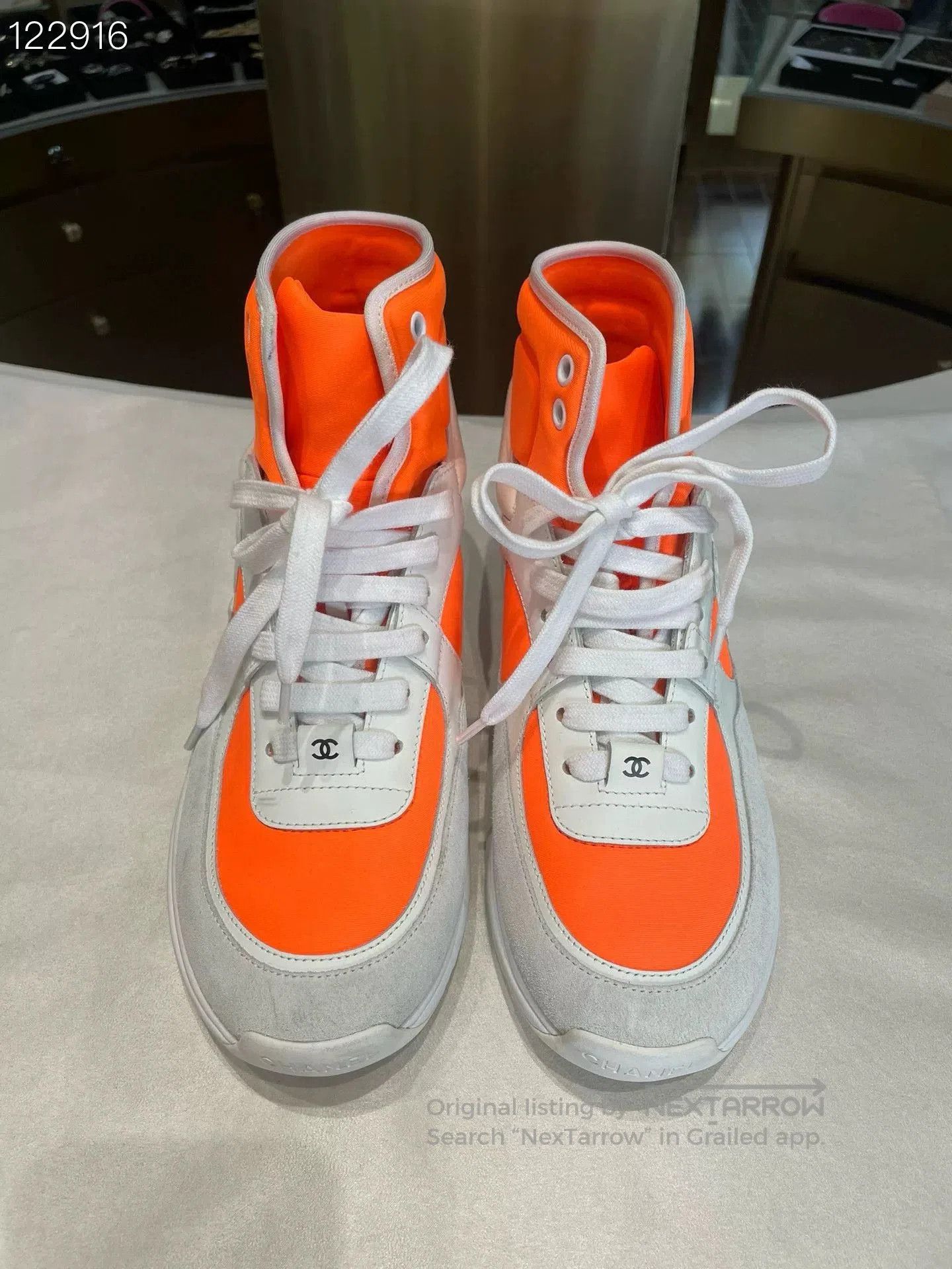 Chanel Chanel White & Orange Ankle Boots. Size US 6 / IT 36 - 1 Thumbnail