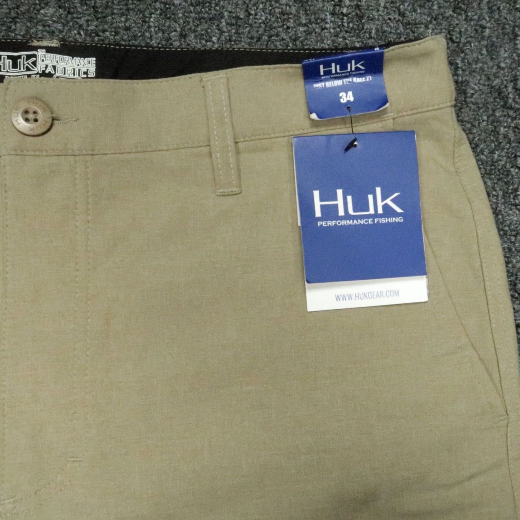 Vintage Huk Shorts Mens 34 Beige Green Chino Pocket Stretch 10in Inseam NWT Regular Waist 34 Beige Mens Size US 34 / EU 50 - 2 Thumbnail