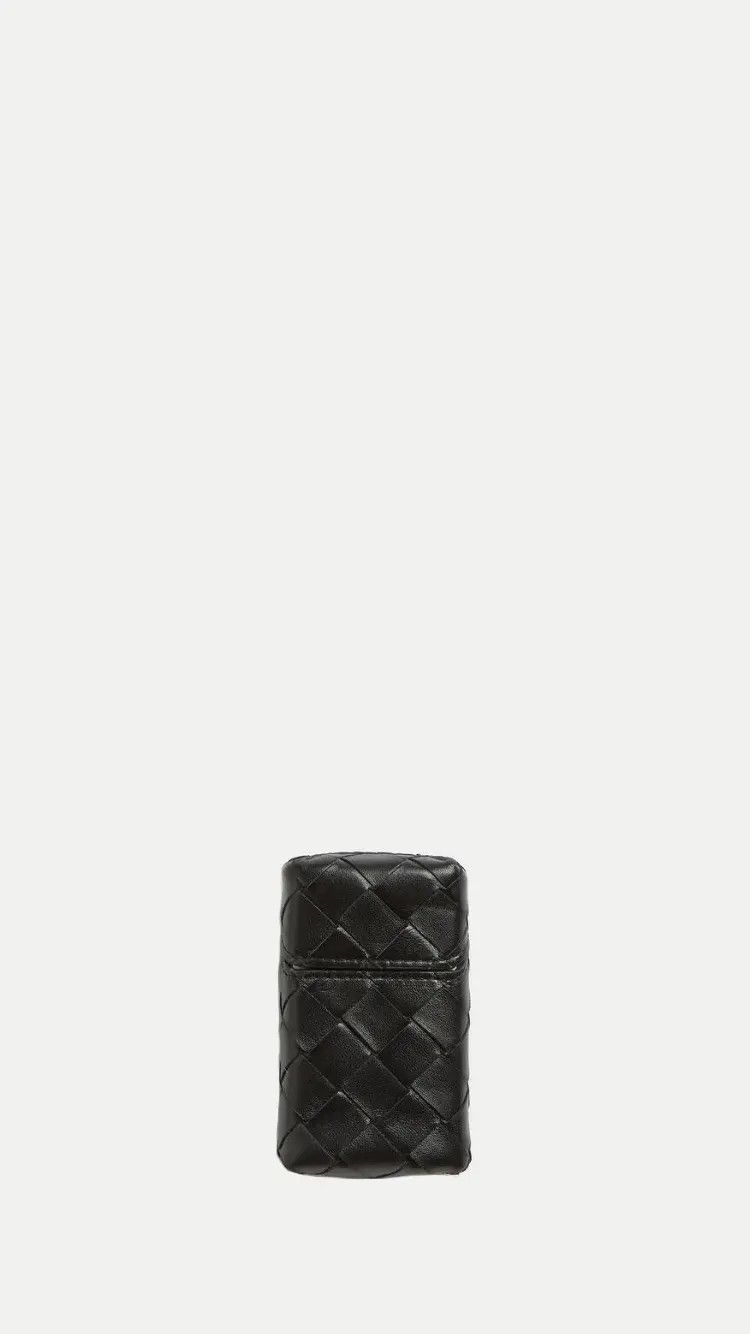 Bottega Veneta BOTTEGA VENETA black intrecciato leather strap
