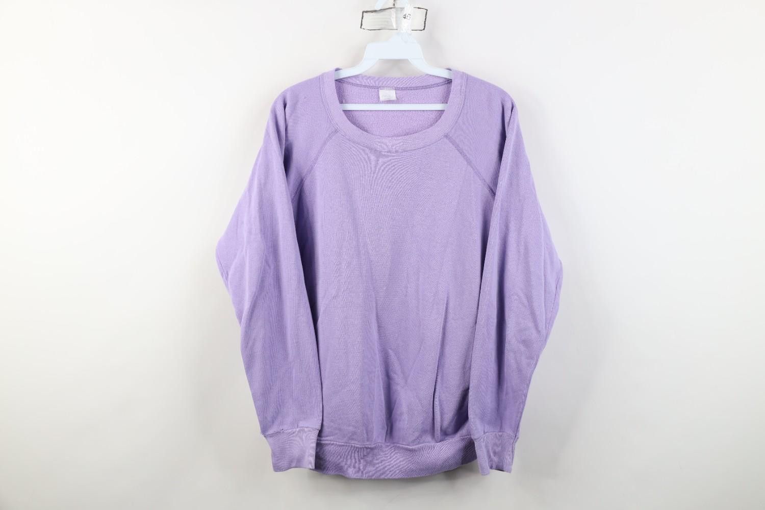 Vintage Vintage 70s 80s Streetwear Blank Raglan Sweatshirt Lilac USA Size L / US 10 / IT 46 - 1 Thumbnail