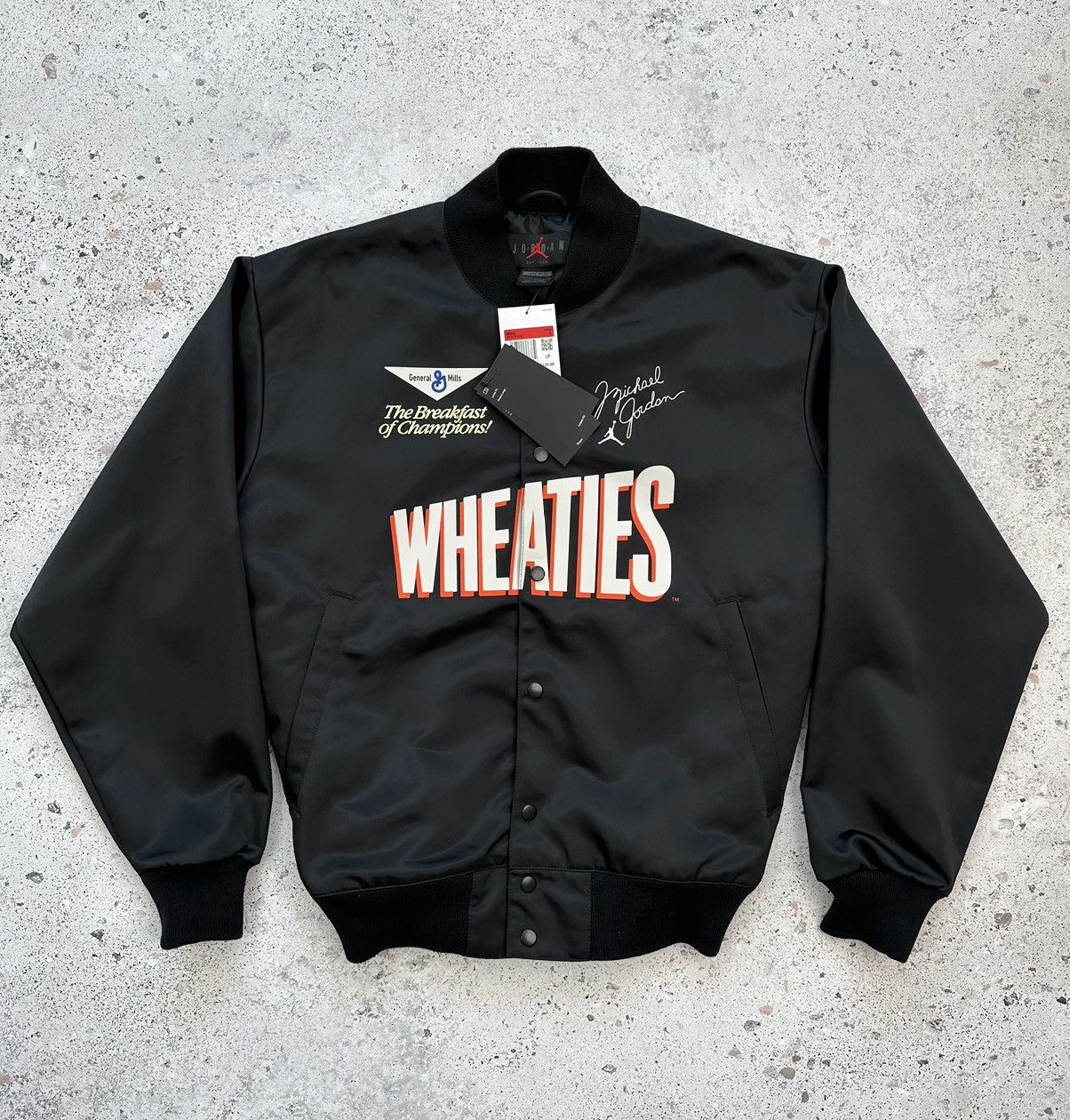 Jordan Brand × Nike Jordan Flight MVP Wheaties varsity bomber jacket Men L black Size US L / EU 52-54 / 3 - 2 Thumbnail