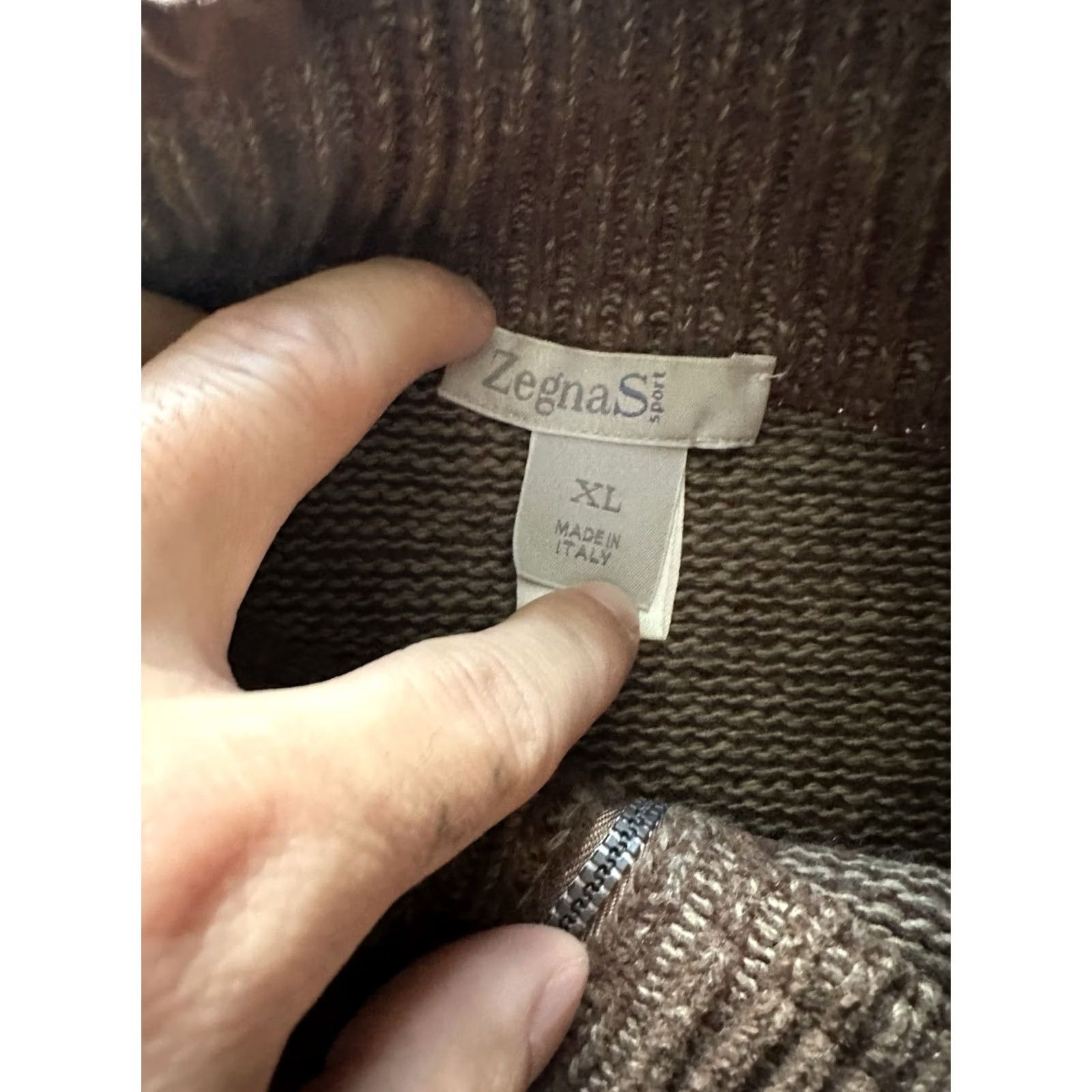Ermenegildo Zegna VINTAGE Ermenegildo Zegna Sport Sweater XL Brown Wool Cotton 1/4 Zip Chunky Knit EARTH Men Size US XL / EU 56 / 4 - 4 Thumbnail