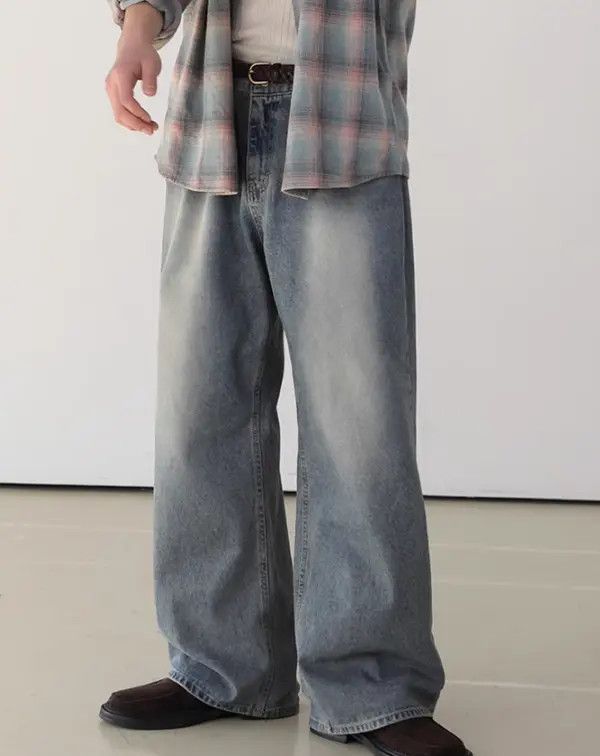 Japanese Brand Haseki x Hino Distressed washed men's trendy straight jeans Size US 32 / EU 48 - 4 Thumbnail