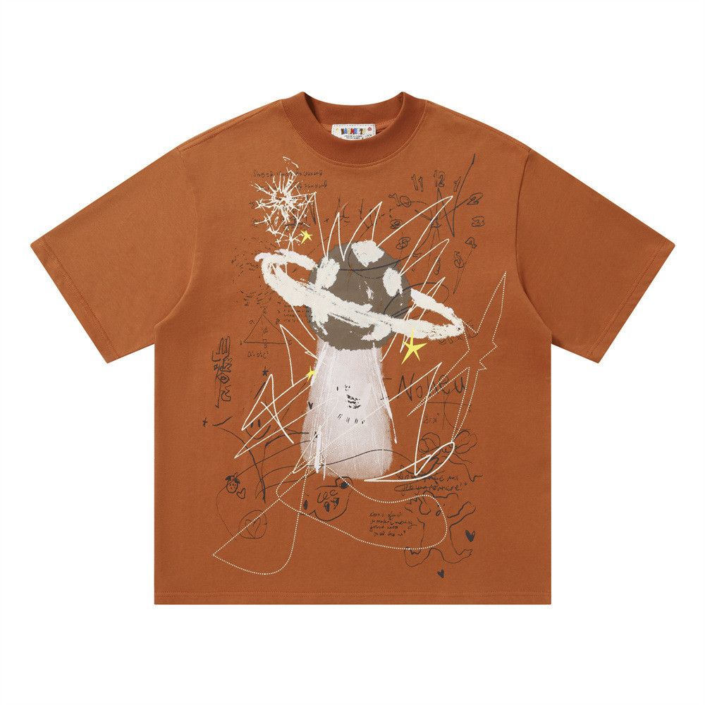 Japanese Brand Loose-Fit Casual Hip-Hop Spaceship Graffiti T-Shirt Size US M / EU 48-50 / 2 - 1 Thumbnail