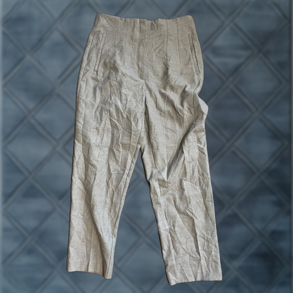 Zara Zara Pants Womens Large Straight High Rise Slacks Brown Pleated Size 36" / US 14 / IT 50 - 1 Thumbnail