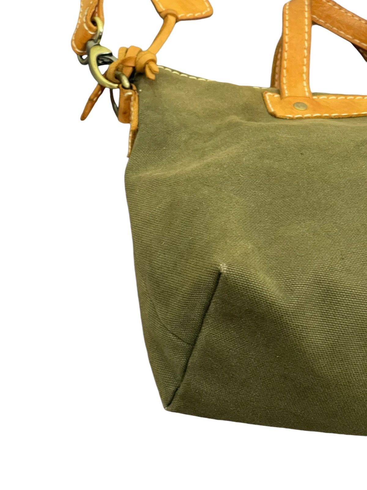 Japanese Brand Leather Cotton Canvas Fes Handmade Cross Body Bag 9🟩 Size ONE SIZE - 15 Thumbnail