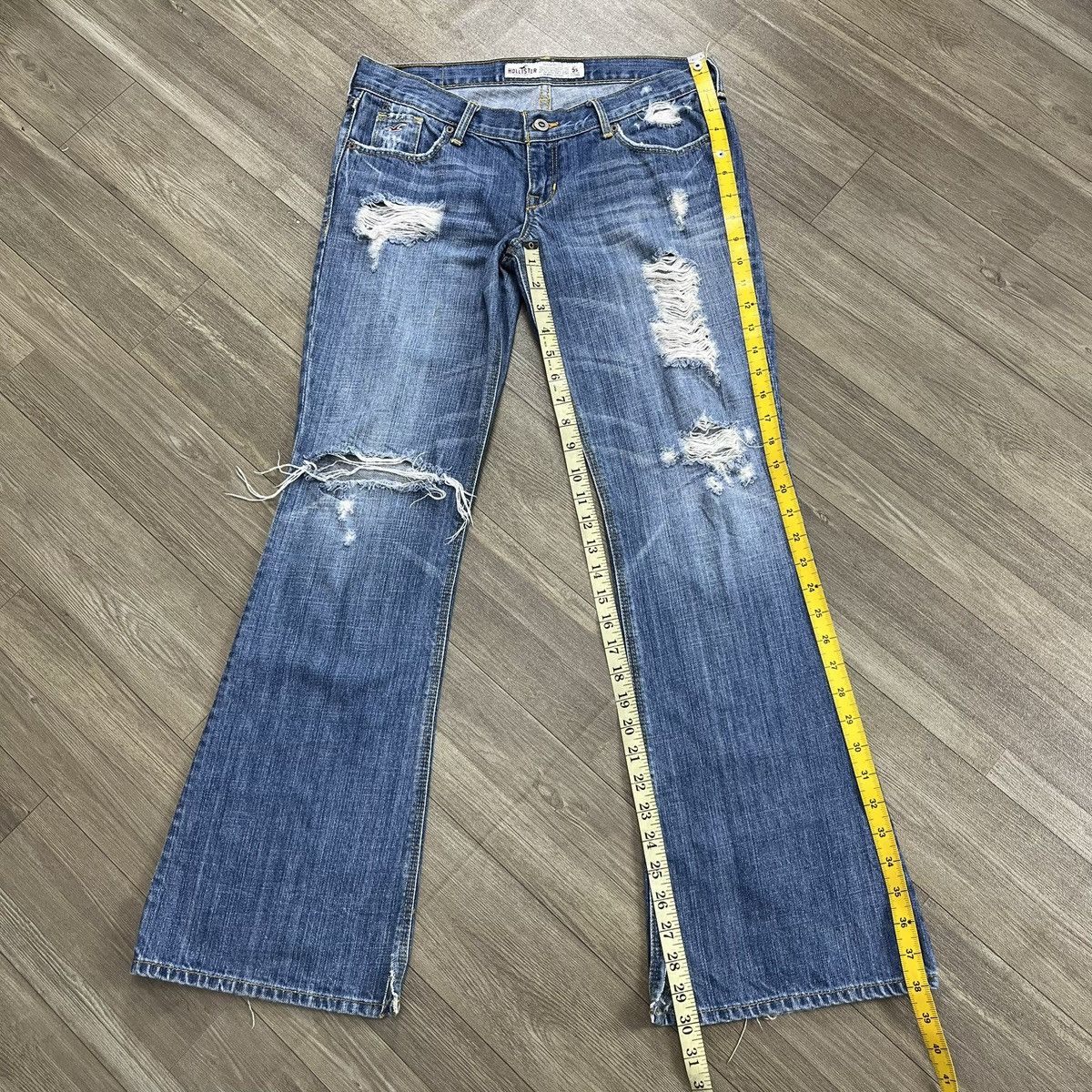 If Six Was Nine 2000s Hollister Distressed Bootcut Lgb Style Flared Jeans Size US 30 / EU 46 - 24 Thumbnail