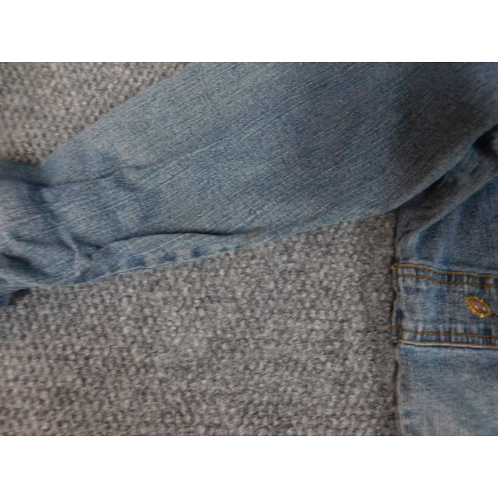 Denime Rodeo Jacket Womens 10 Blue Denim Button Long Sleeve Collared Embroidered Casual Basic Solid Mid-Length Jacket Coat Womens Size 32" / US 10 / IT 46 - 4 Thumbnail