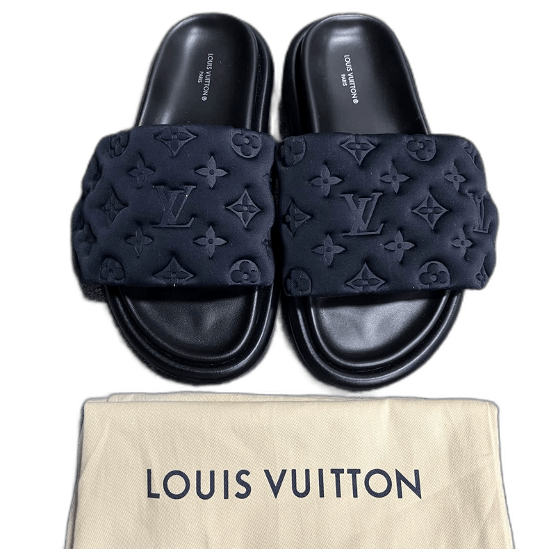 Louis Vuitton Louis Vuitton Black Slip-On Slide Sandals Size US 5.5 / EU 38 - 1 Thumbnail
