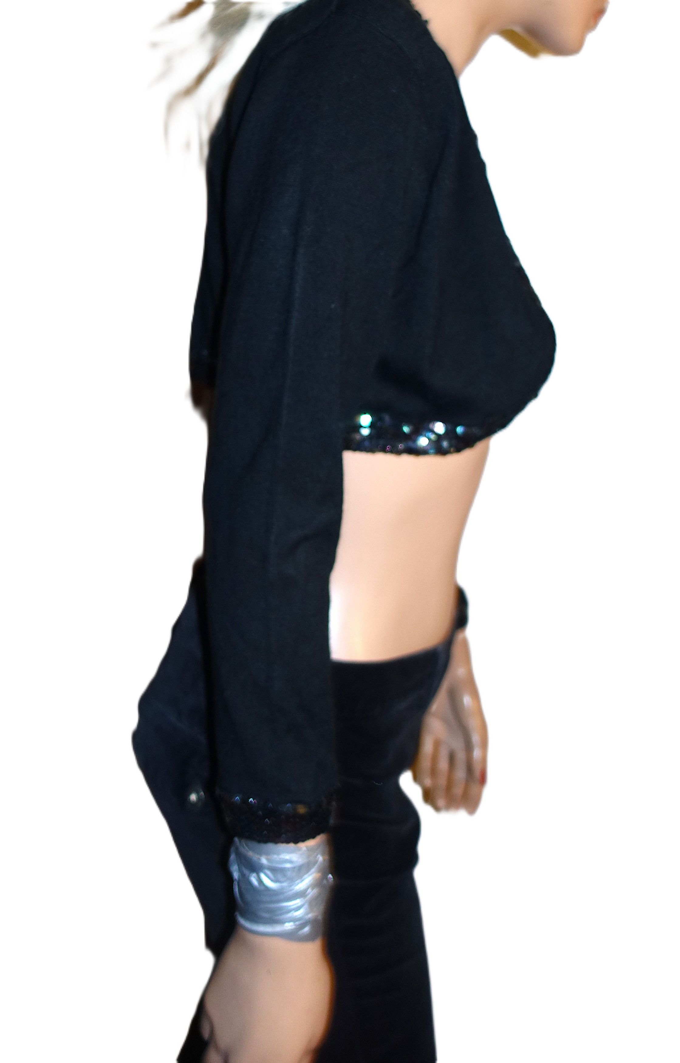 Other Poetry Black Sequin Cropped Cardigan L NWT Size L / US 10 / IT 46 - 6 Thumbnail
