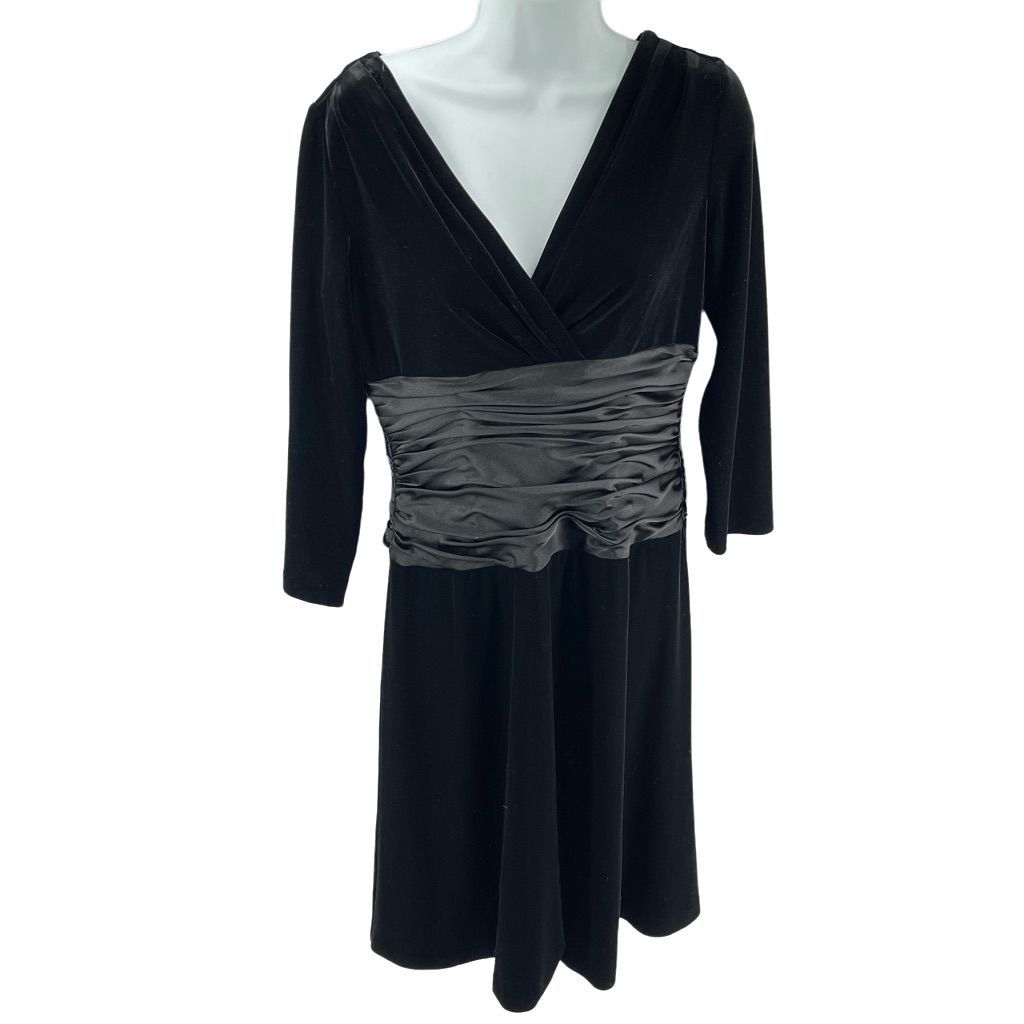 Other Suzi Chin for Maggy Boutique ruched satin waist black velvet Size L / US 10 / IT 46 - 1 Thumbnail