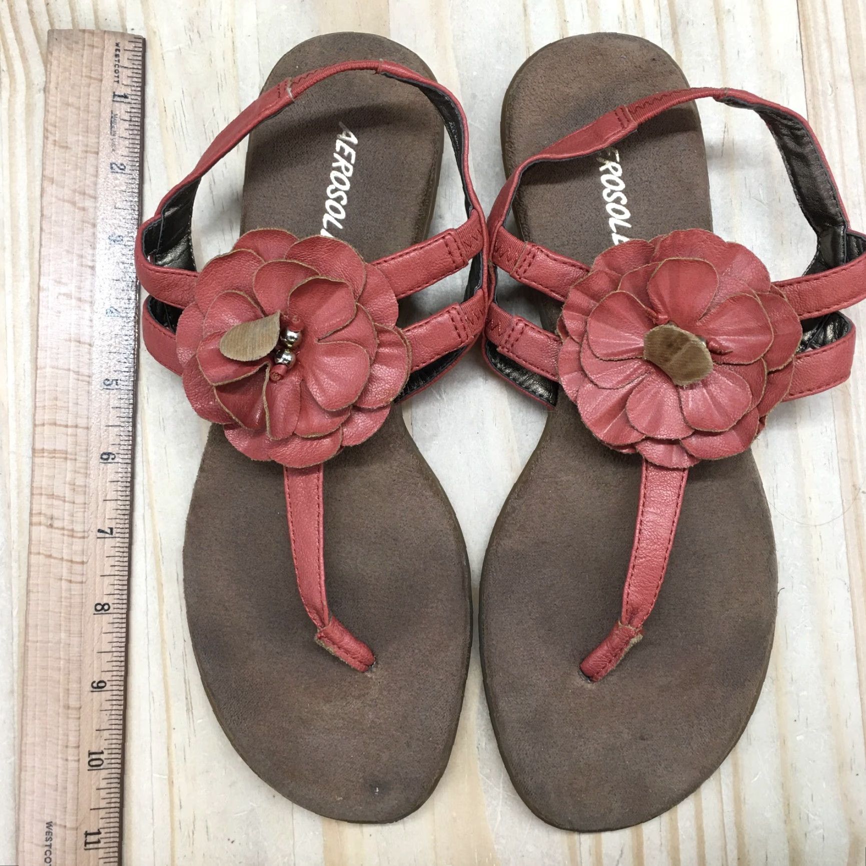 Vintage Aerosoles Sandals Womens 8.5M Pink Chlockout T Strap Floral Slip On Faux Leather Shoes Size US 9 / IT 39 - 5 Thumbnail