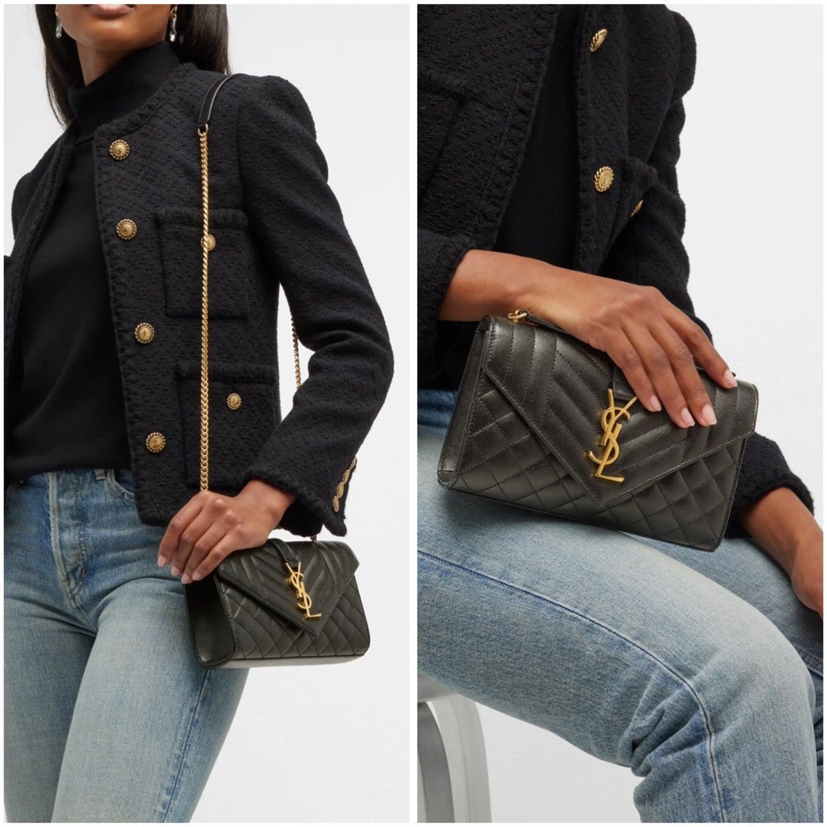 Yves Saint Laurent Saint Laurent Envelope Triquilt Small YSL Shoulder Bag Size ONE SIZE - 2 Thumbnail