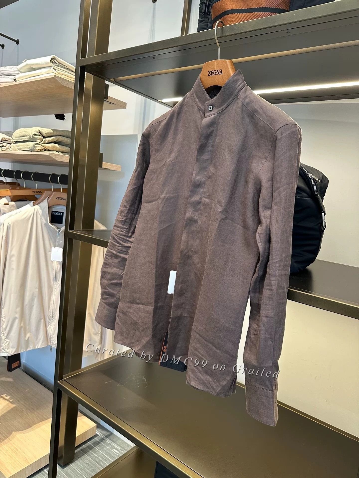 Ermenegildo Zegna Zegna Oasi Lino Brown Linen Shirt Size US XS / EU 42 / 0 - 4 Thumbnail