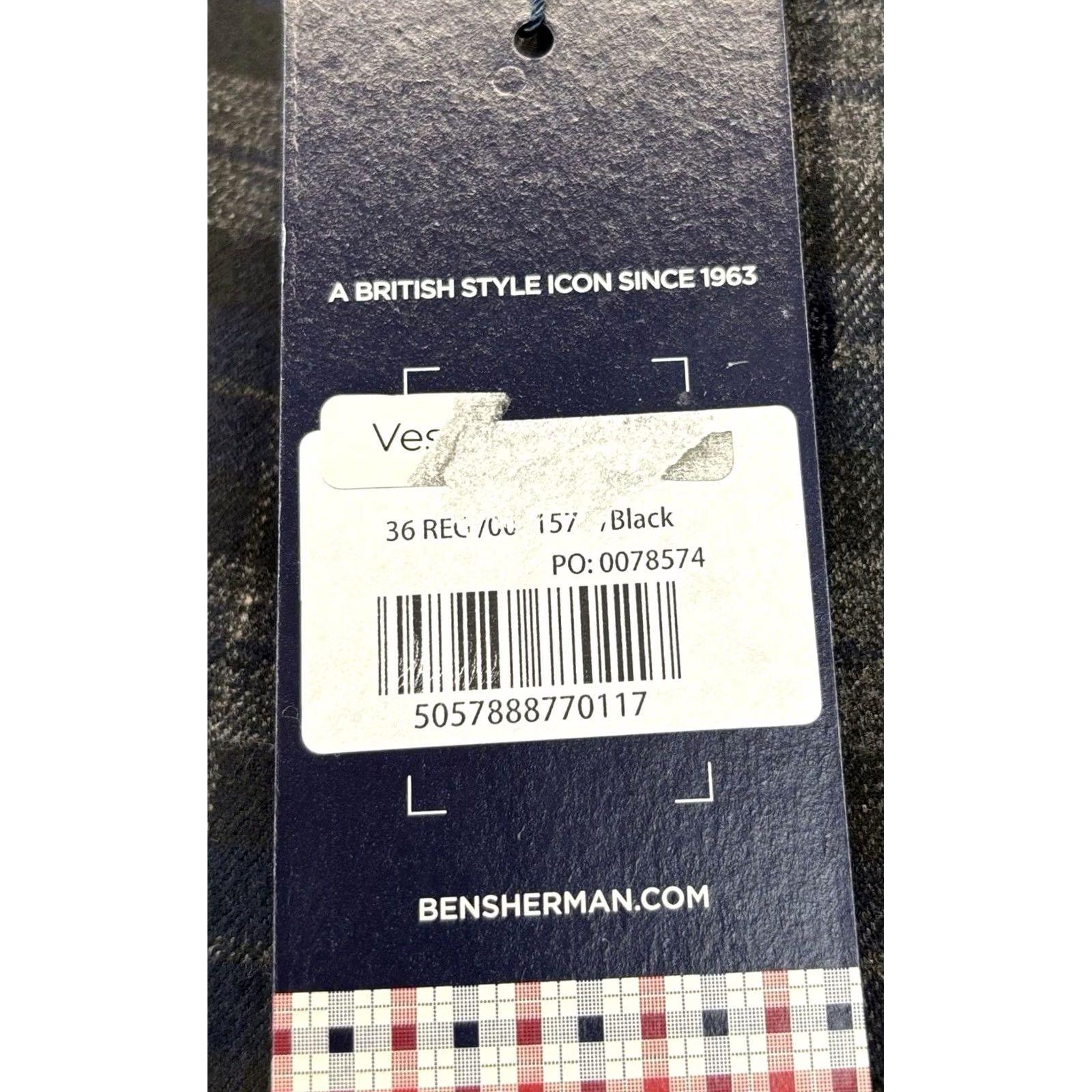 Ben Sherman VINTAGE Ben Sherman Waistcoat UK36R Slim Black / Navy Check Mens New With Defect Size US XXS / EU 40 - 6 Thumbnail