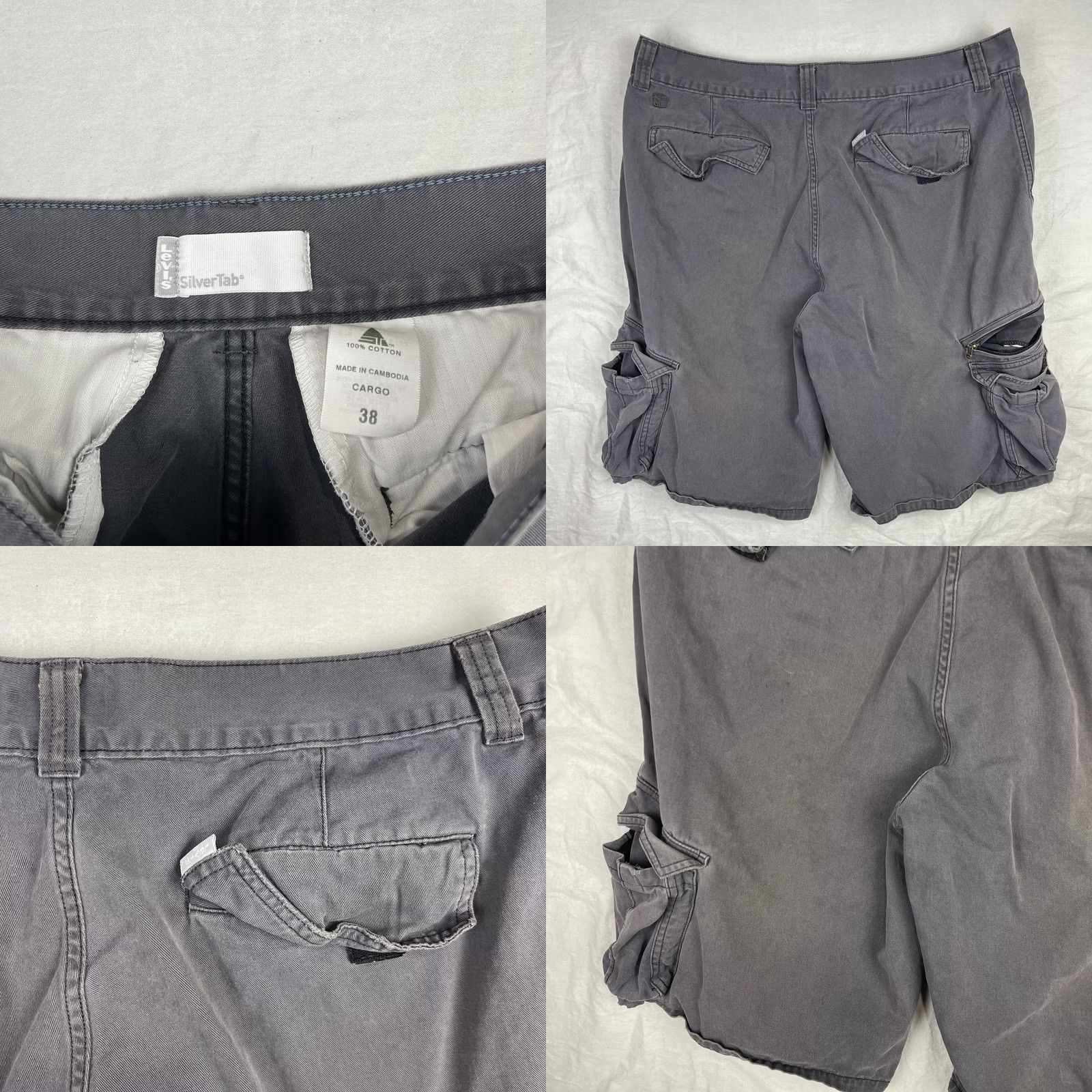 Levi's VINTAGE Levi's SilverTab Cargo Shorts Mens 38 Gray Multi Pocket Zip Utility Workwear Y2K Size US 38 / EU 54 - 8 Thumbnail