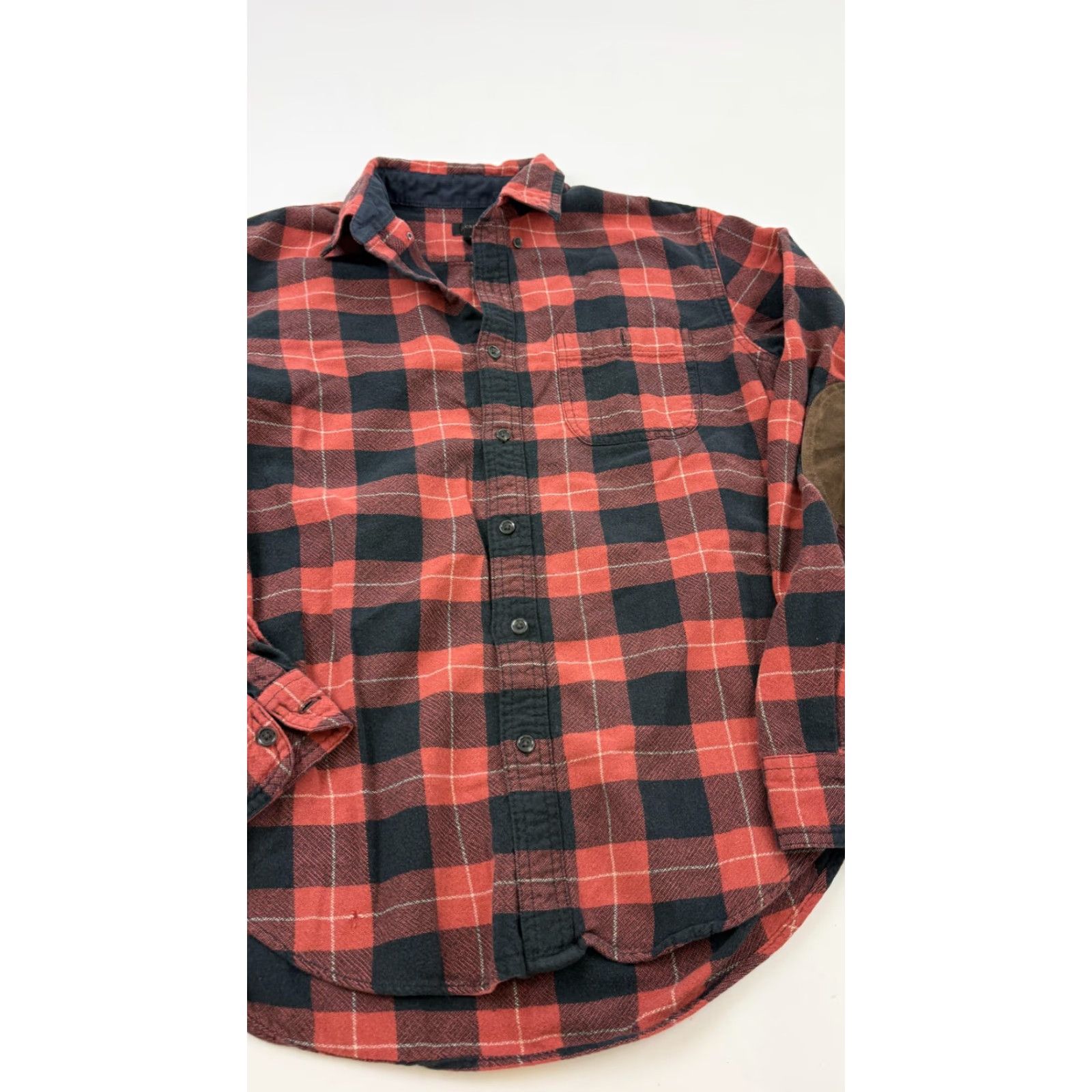 J.Crew J.CREW Men's Medium Red Black Plaid Flannel Shirt with Elbow Patches Casual Button-Up Size US M / EU 48-50 / 2 - 3 Thumbnail