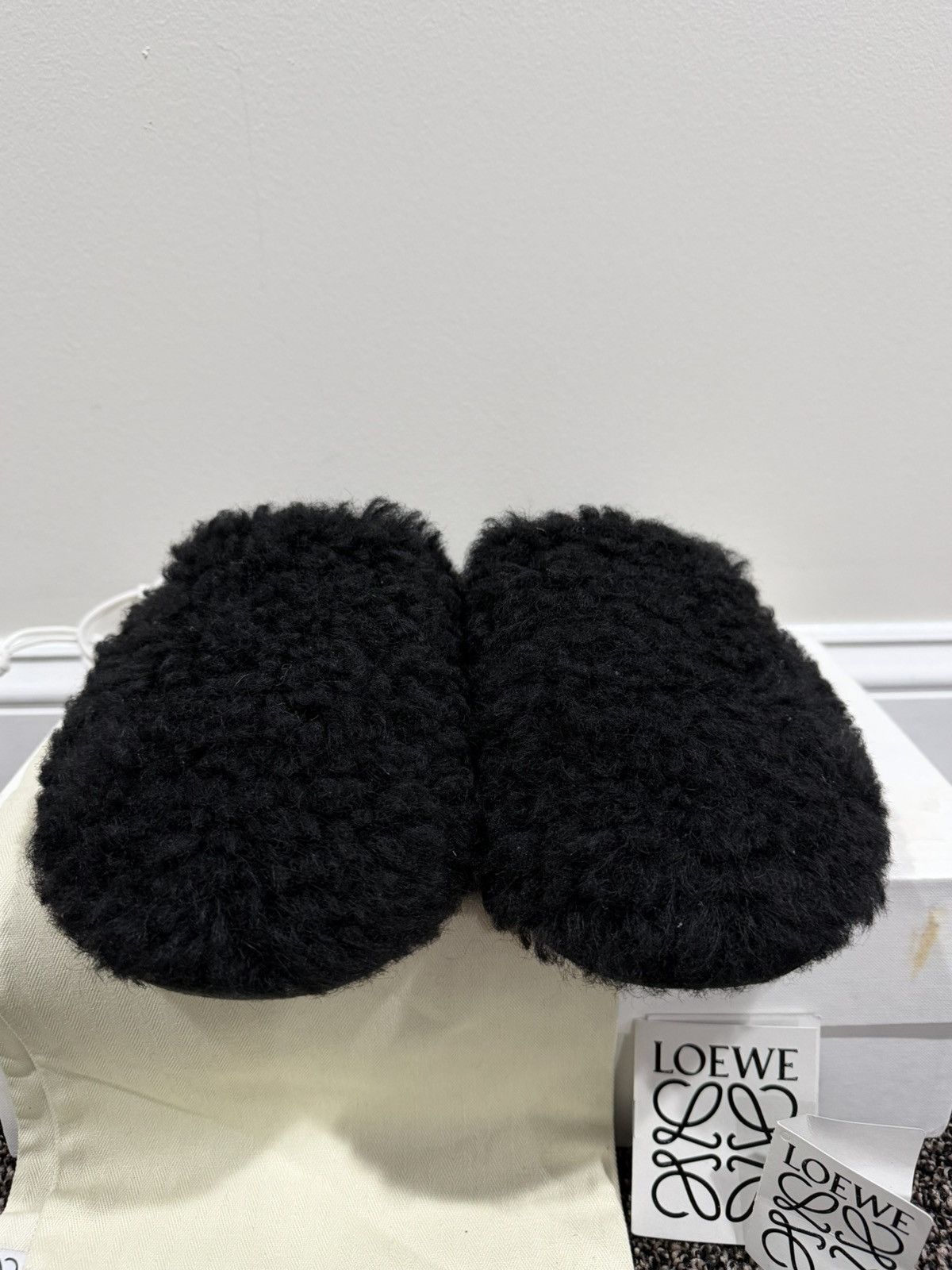 Loewe Loewe Shearling Black Wool Anagram Logo Slip On Slippers Size US 9 / EU 42 - 4 Thumbnail