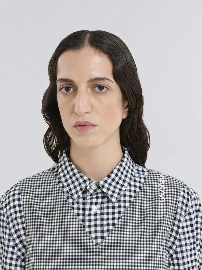 Marni o1f1d3z0326 Wool Blend Check Dress in White/Black Size L / US 10 / IT 46 - 4 Thumbnail