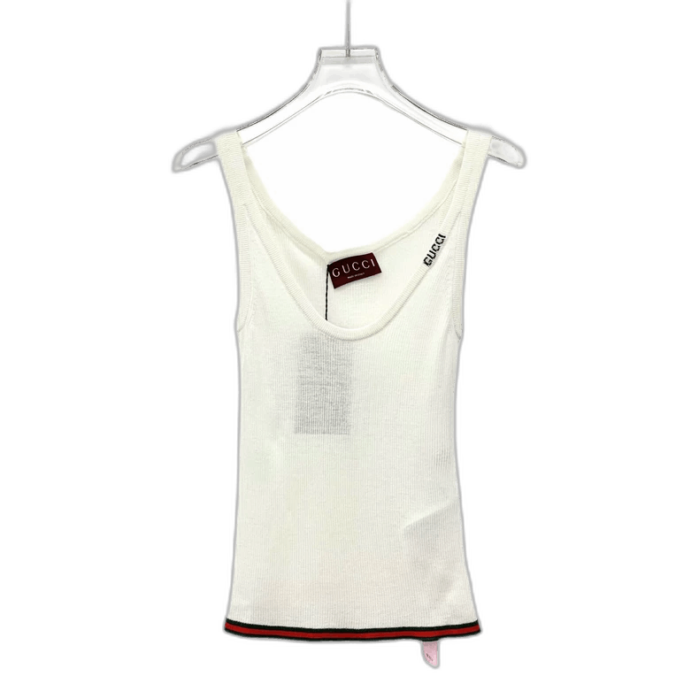 Gucci Gucci Beige Striped Logo Cashmere Tank Top-2506 Size XXS / US 00 / IT 34 - 1 Thumbnail