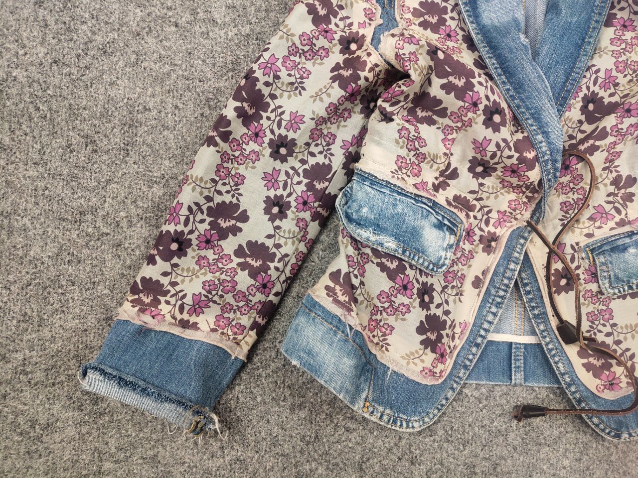 Dsquared2 Design Denim Patchwork Flower string Blazer Jacket
