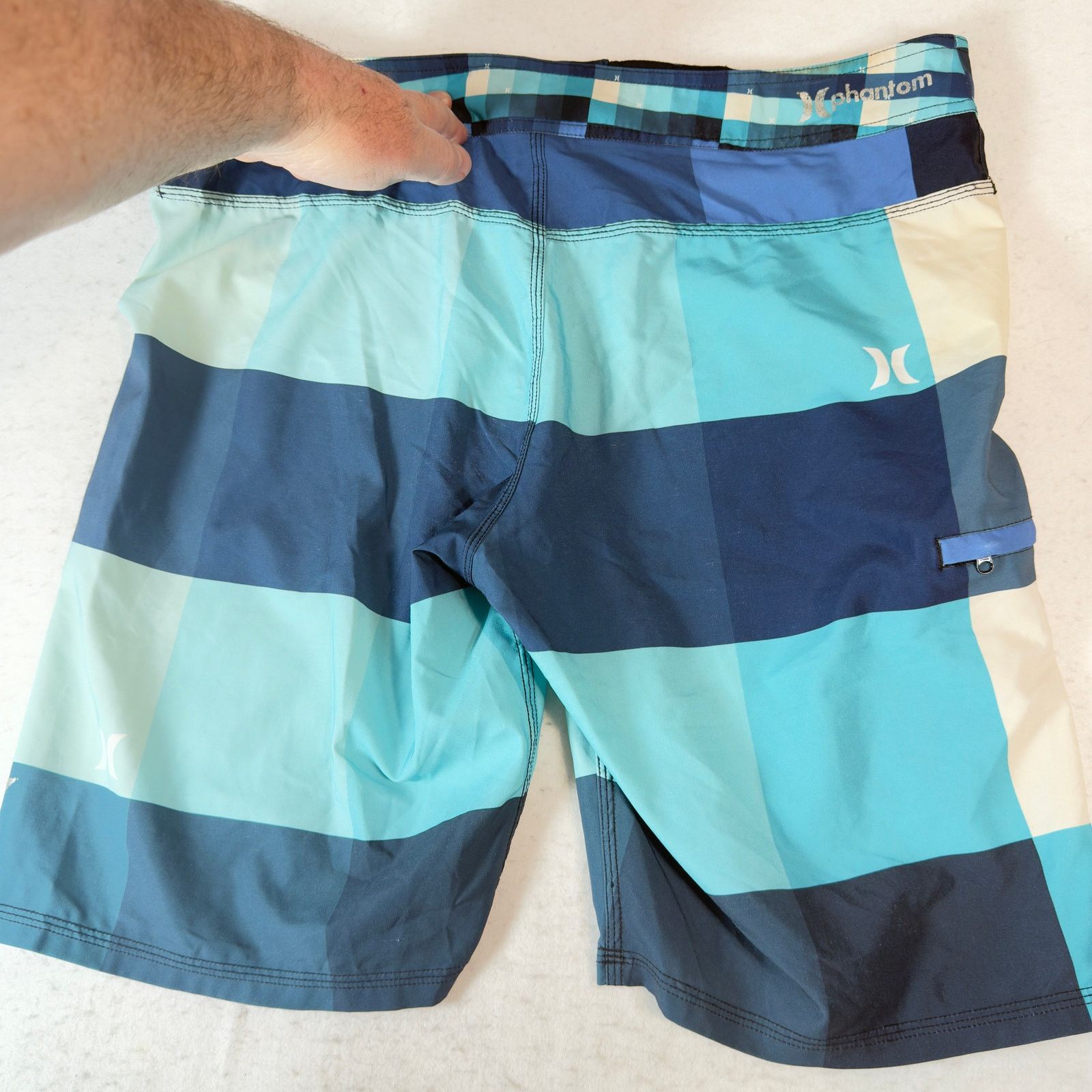 Hurley Hurley Men’s 34 Board Shorts Blue Plaid Trunks Recycled Poly Size US 34 / EU 50 - 6 Thumbnail