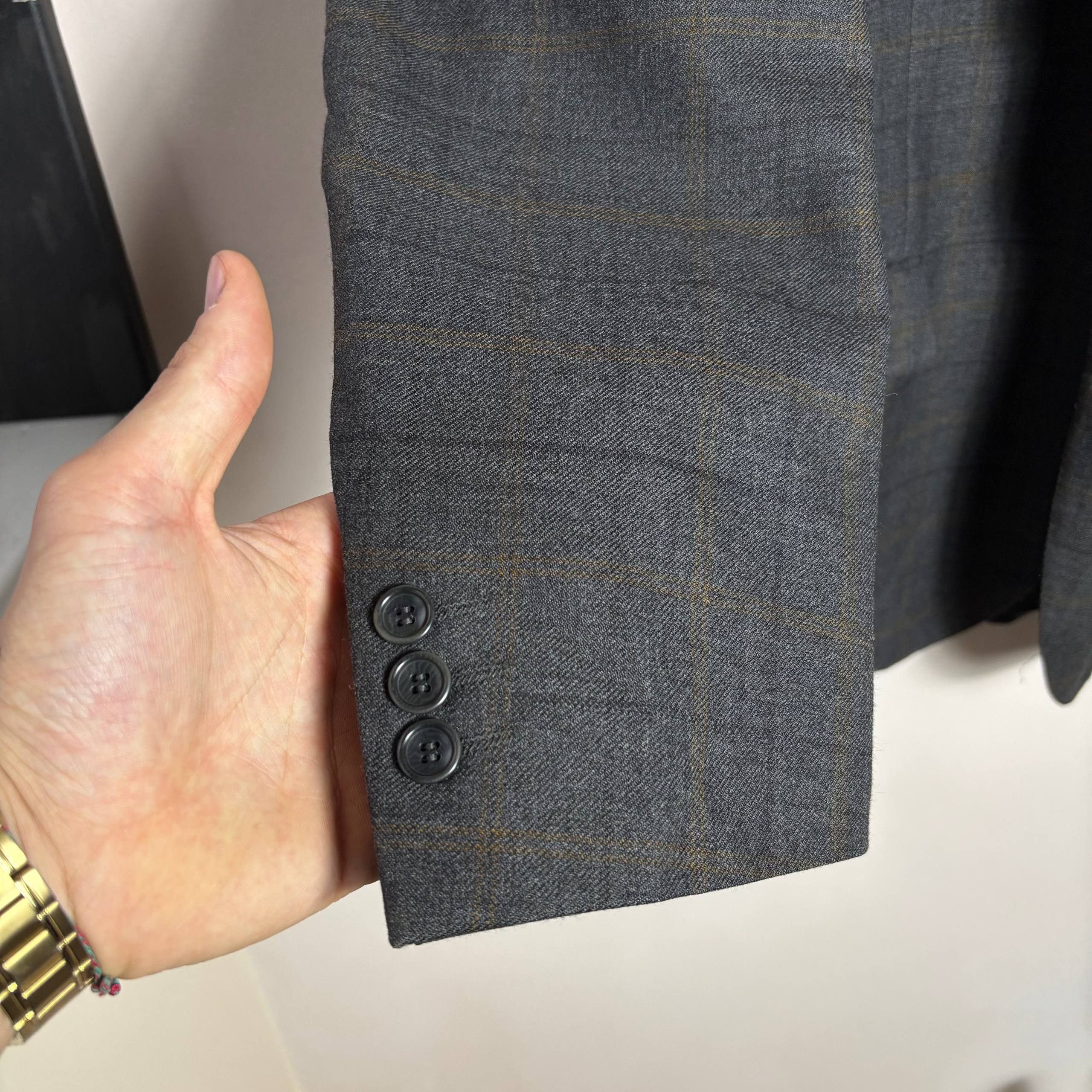 Other Dustin El Corte Tweed Check Gray Lined Wool Blazer 46 EU 56R Size 46R - 5 Thumbnail