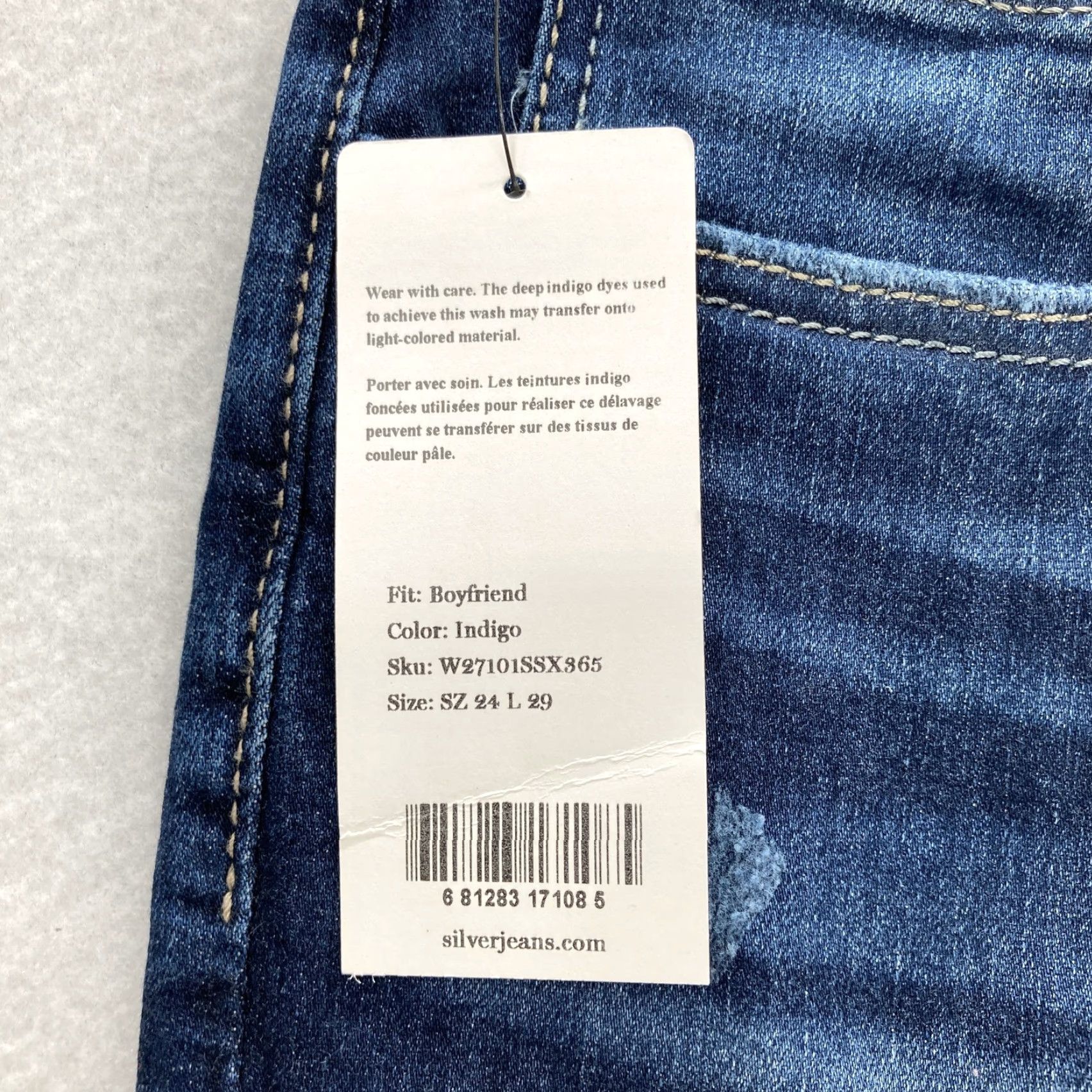 Silver Jeans Co. Silver Jeans Womens Plus 24 Boyfriend Blue Indigo Stretch Denim Grunge Western Jeans Size 42" / US 20 - 5 Thumbnail