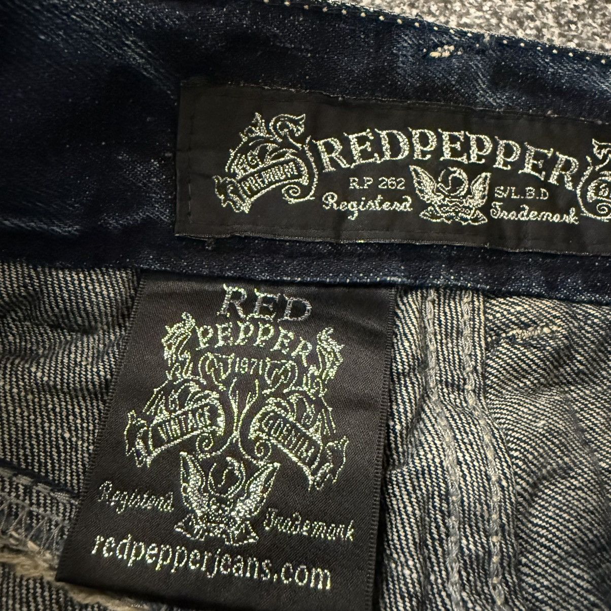 Le Grande Bleu (L.G.B.) 🔥🇯🇵 Studded Gem Bootcut RedPepper Gold Label Distressed Denim Size US 34 / EU 50 - 16 Thumbnail