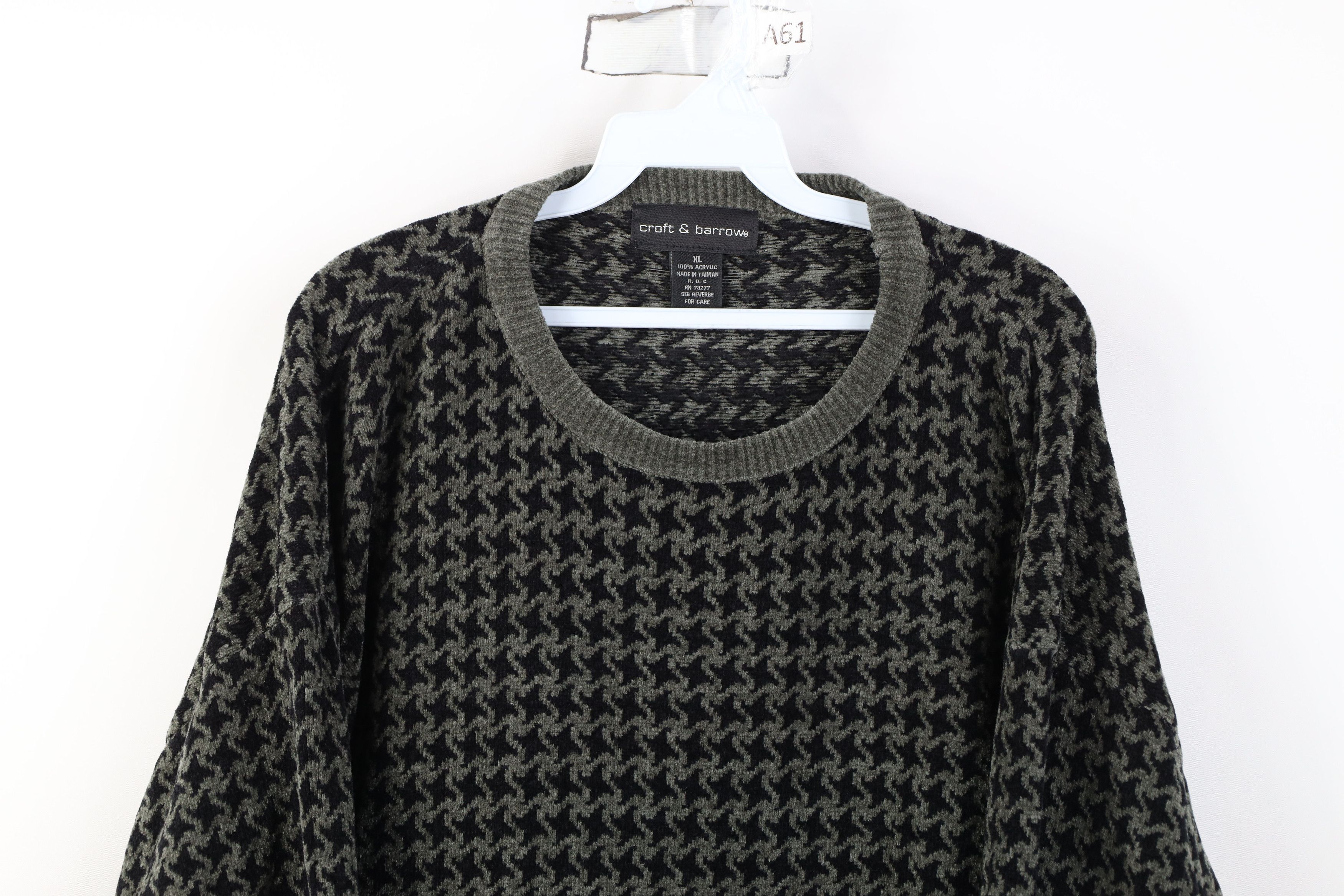 Vintage Vintage 90s Streetwear Houndstooth Fleece Crewneck Sweater Size US XL / EU 56 / 4 - 2 Thumbnail