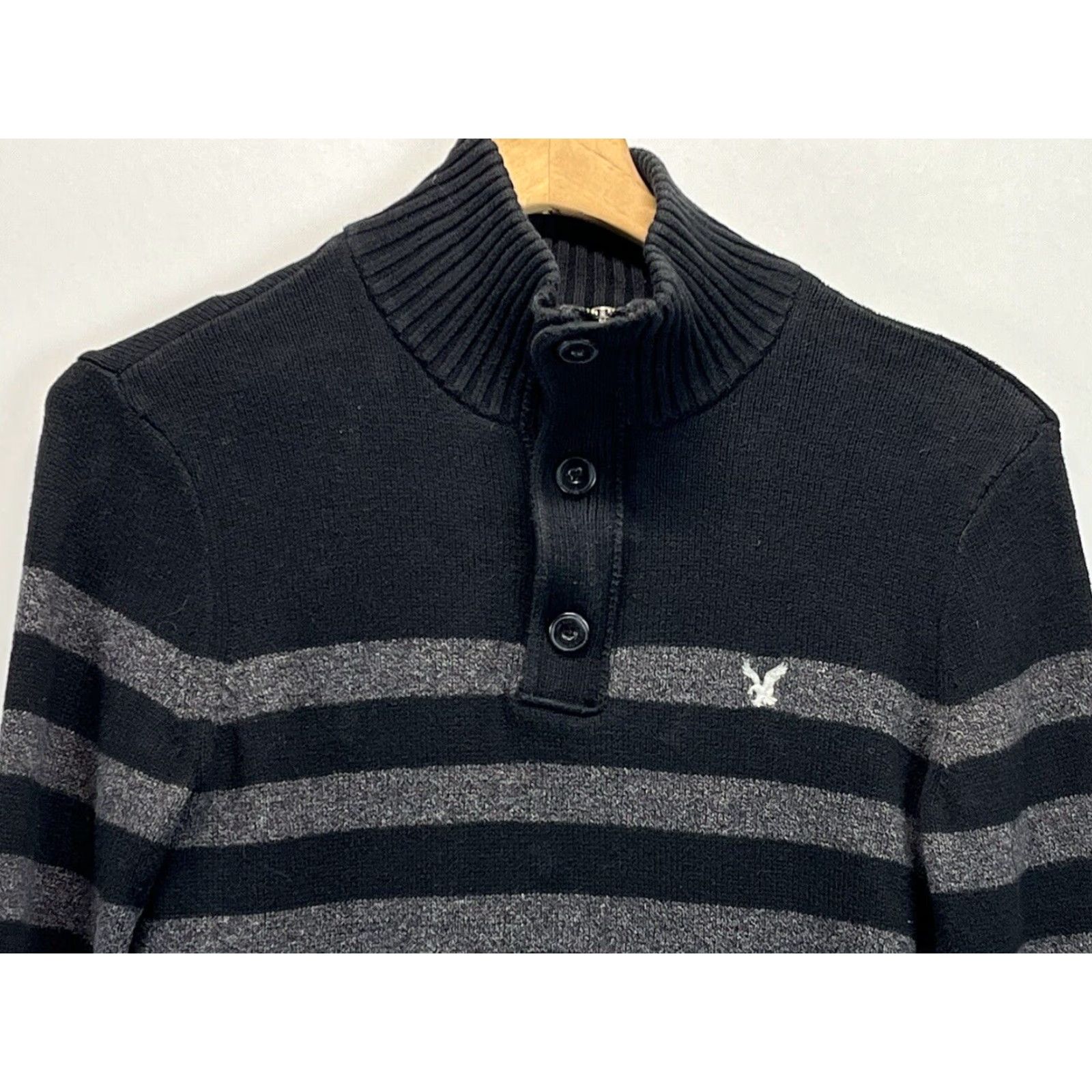 American Eagle Outfitters VINTAGE American Eagle Striped Sweater Shirt Men’s Black 1/4 Zip Size Small Buttoned Pullover Size US S / EU 44-46 / 1 - 3 Thumbnail
