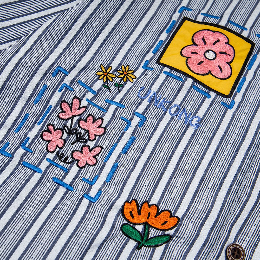 Japanese Brand Fun Cartoon Embroidered Striped Short-Sleeve Shirt Size US M / EU 48-50 / 2 - 5 Thumbnail