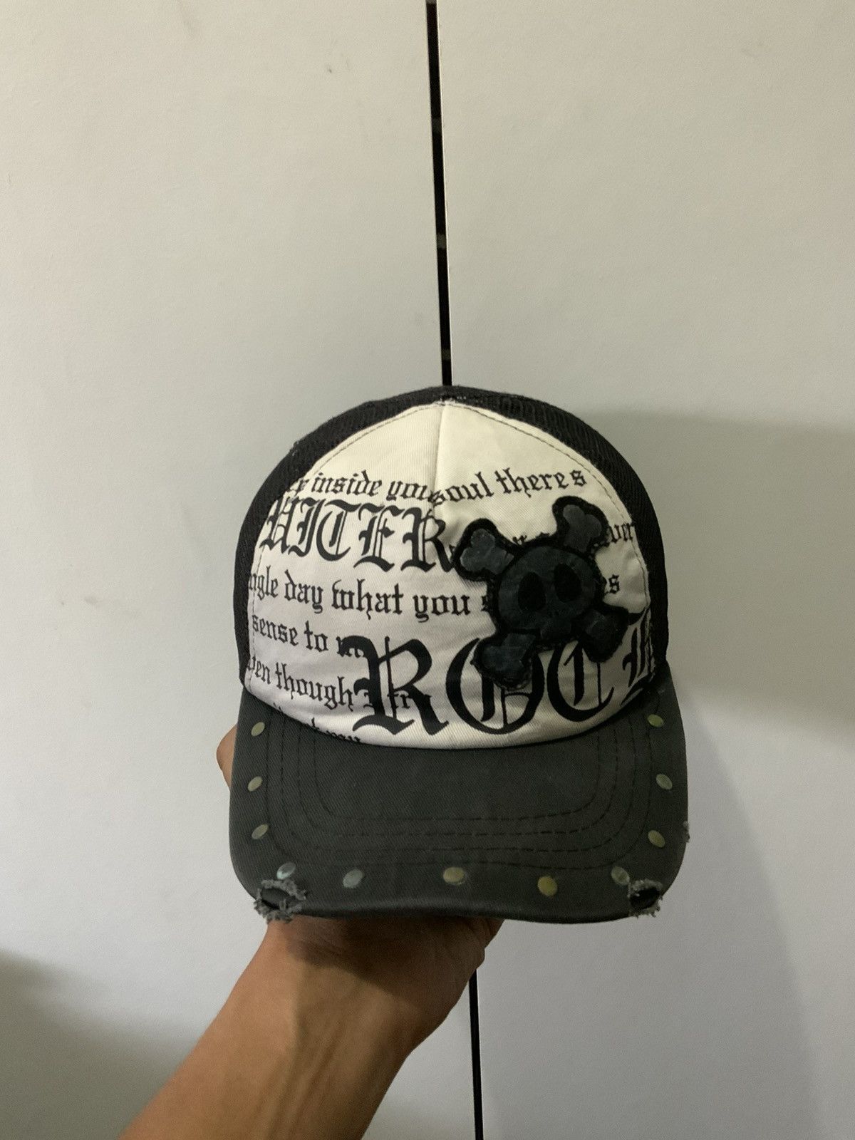 If Six Was Nine Better Rock Skull Distressed Trucker Hat Size ONE SIZE - 1 Thumbnail