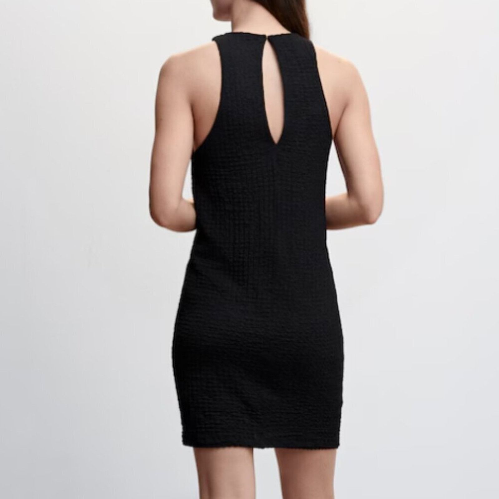 Mango Mango MNG Textured Short Black Dress Sleeveless NWT Size 6 Size M / US 6-8 / IT 42-44 - 4 Thumbnail