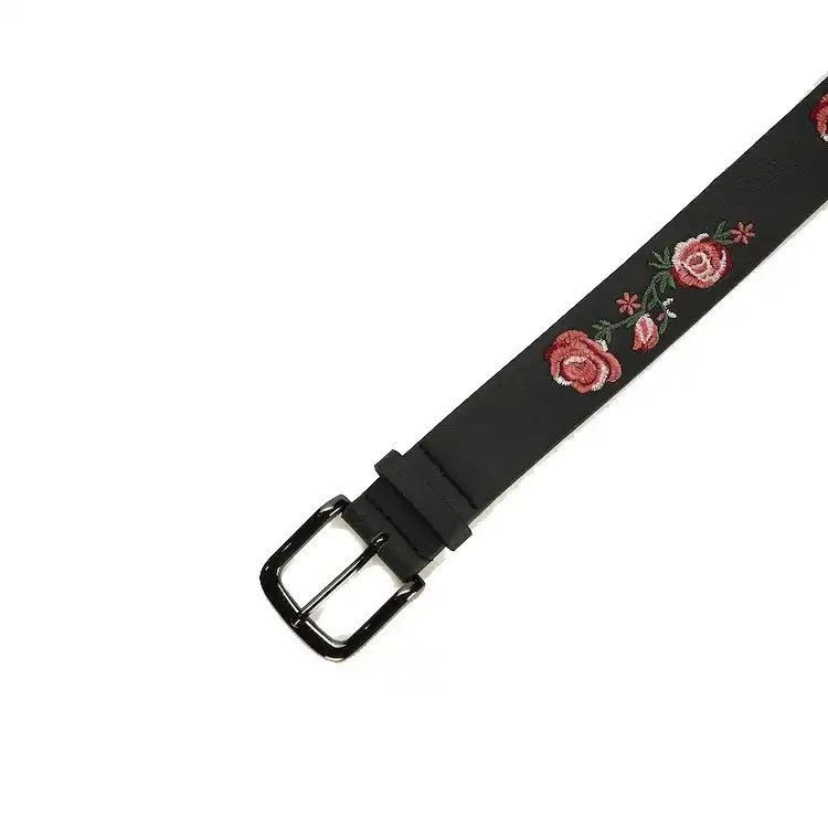 Leather Flora Rose Embroider Belt Size ONE SIZE - 5 Thumbnail