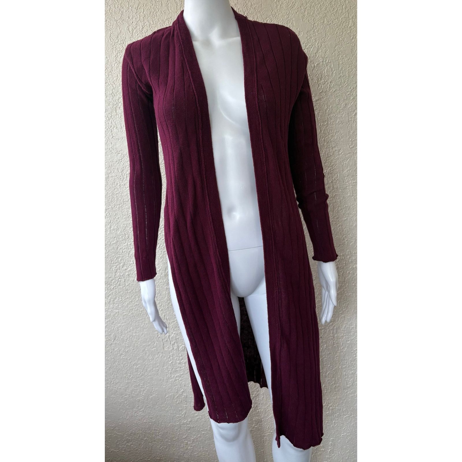 Free People Free People | Maroon Split Side Cardigan Linen Sweater | XS Size XS / US 0-2 / IT 36-38 - 1 Thumbnail