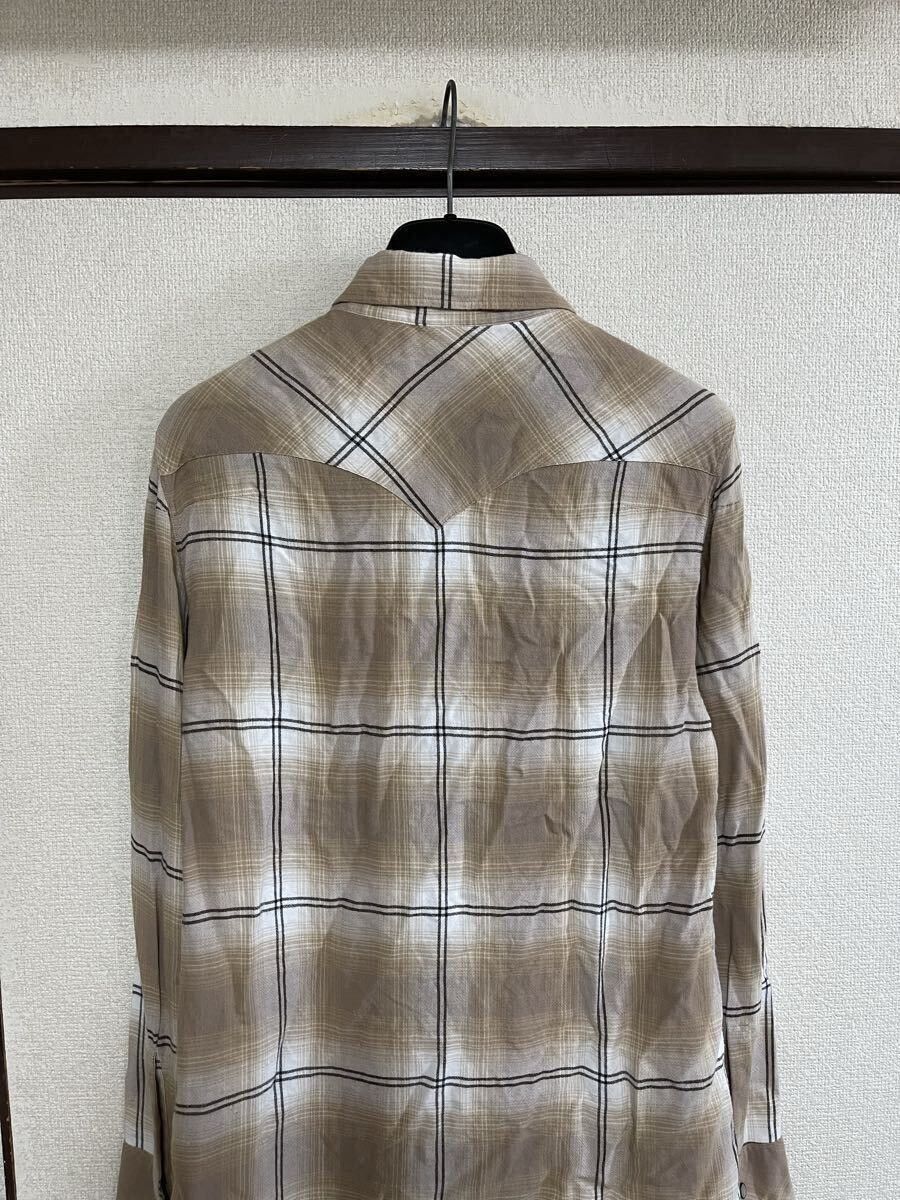 Number (N)ine NUMBER (N)INE Rayon Check Long Sleeve Shirt Beige Size 2 Size US M / EU 48-50 / 2 - 6 Thumbnail