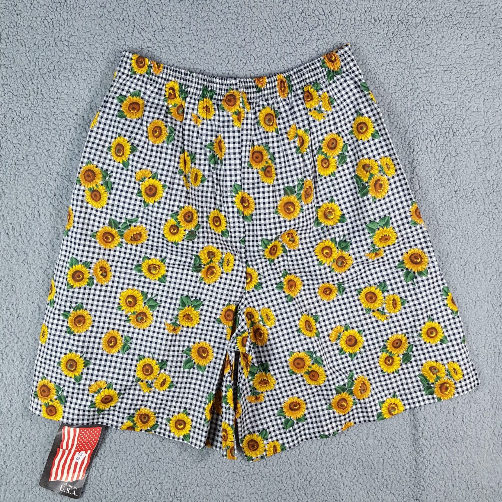 Sunflower VINTAGE Infinity Chic Women's Lounge Shorts 80s Sunflower Floral Summer Cotton Large Yellow Casual Y2K Size 36" / US 14 / IT 50 - 6 Thumbnail