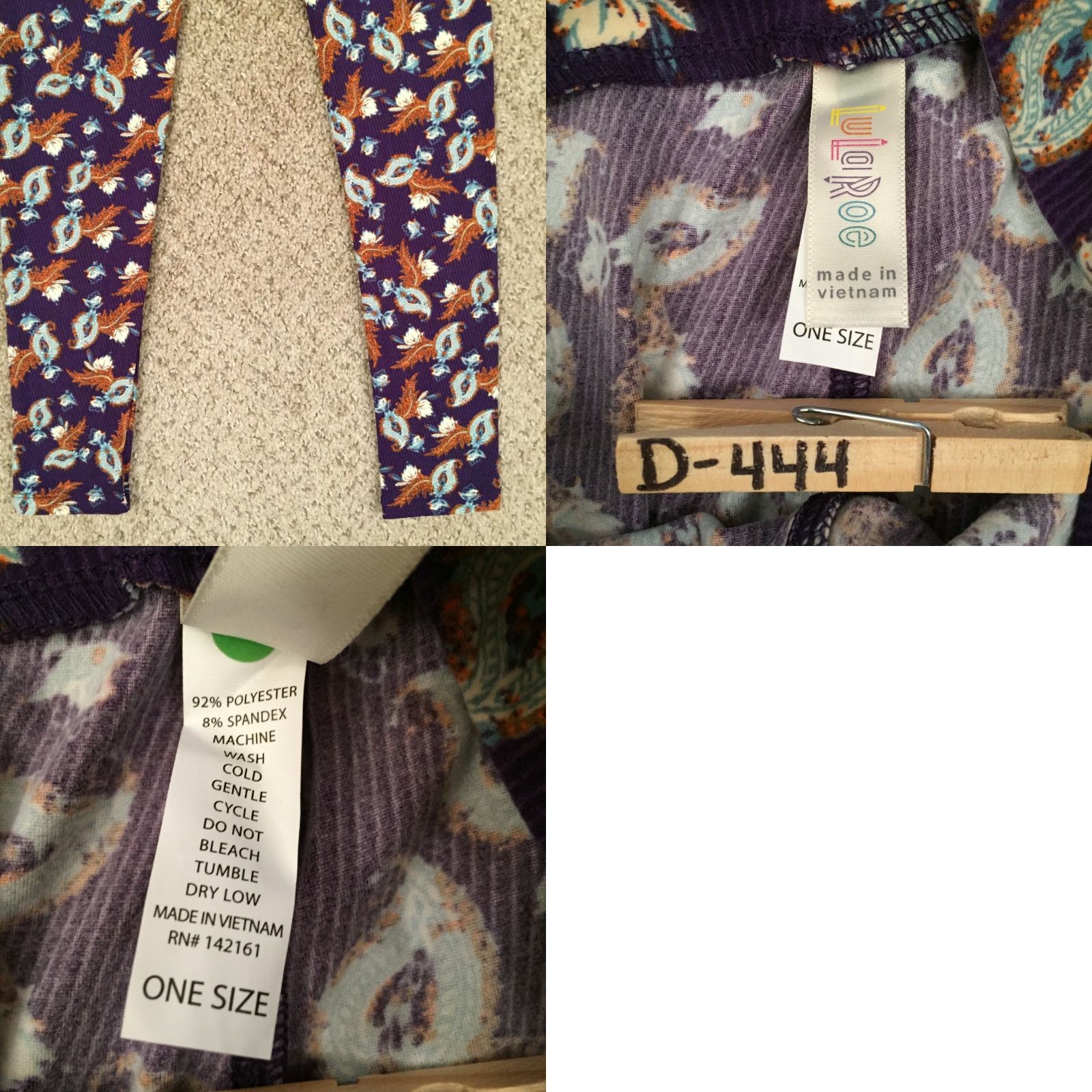 Vintage **LuLaRoe Purple One Size Floral Leggings** User: LuLaRoe Purple One Size Floral Leggings Size 42" / US 20 - 8 Thumbnail