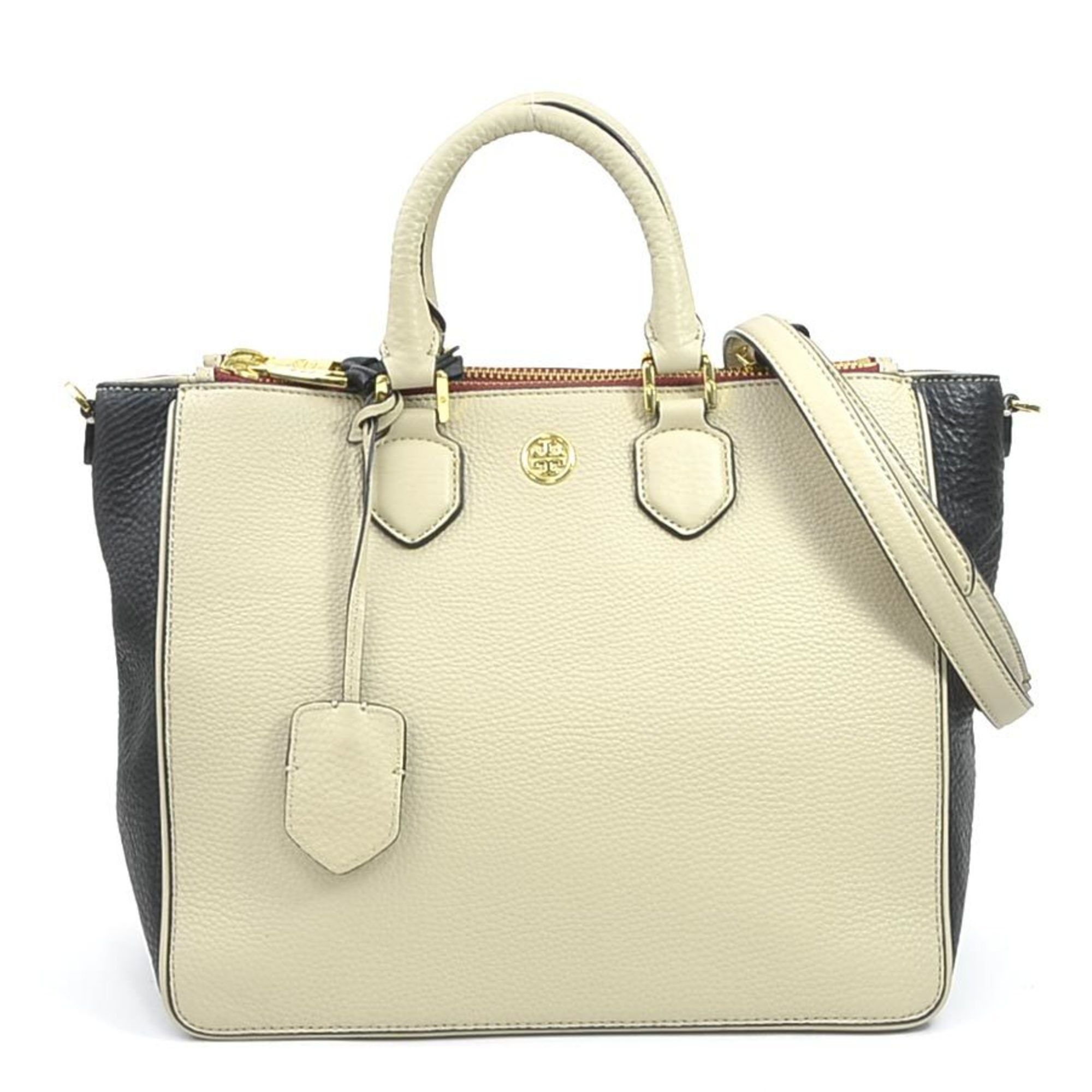 Tory Burch Tory Burch Women's Leather Handbag Shoulder Bag in Beige and Black (56352a) Size ONE SIZE - 1 Thumbnail