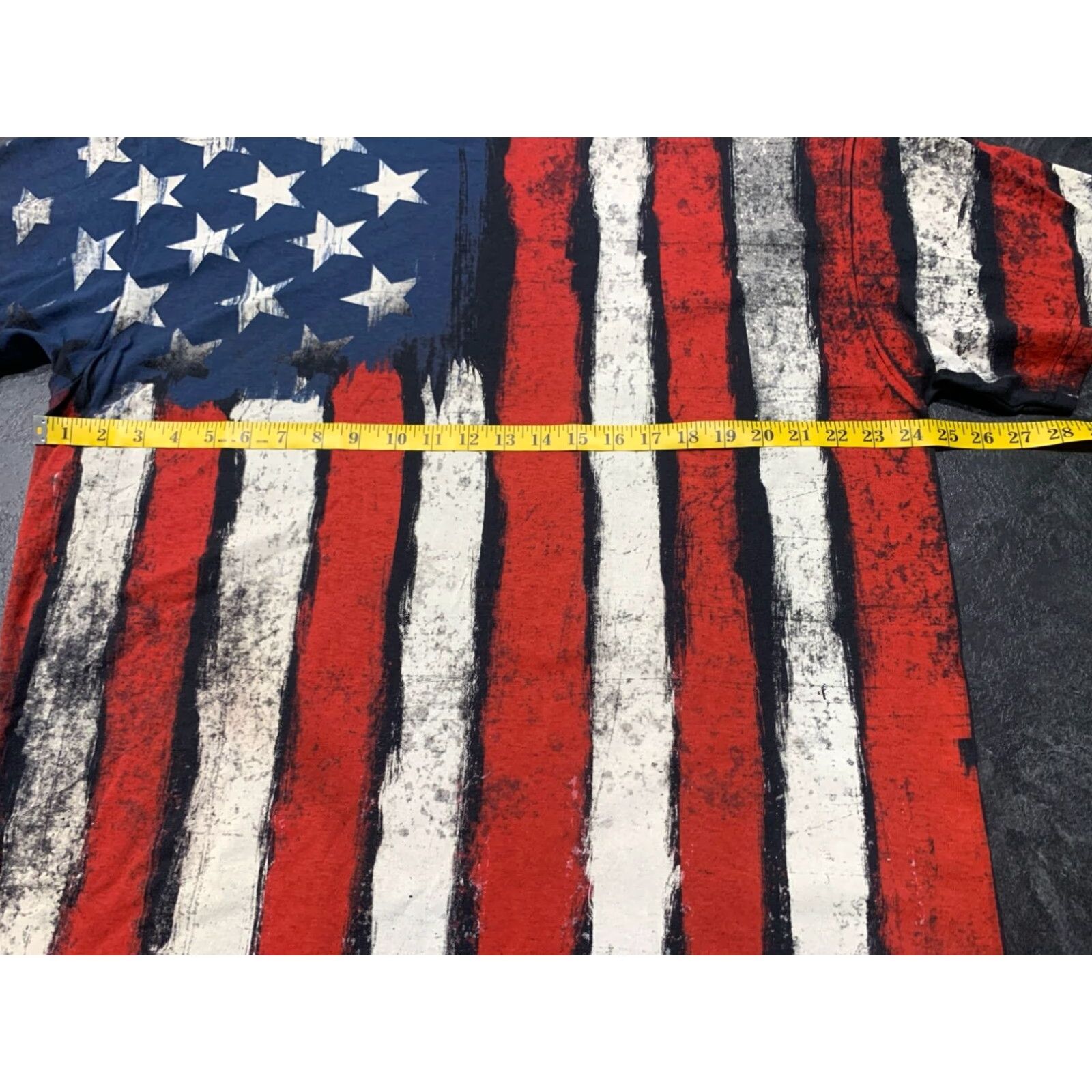 X-LARGE DOM Men's American Flag T-Shirt Distressed Short Sleeve 2XL Multicolor Size US XXL / EU 58 / 5 - 6 Thumbnail