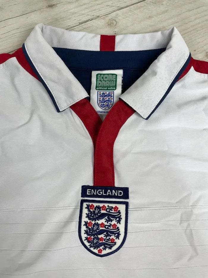 Vintage Score Draw England 2003 2005 Retro Home Shirt Soccer Jersey Size US L / EU 52-54 / 3 - 3 Thumbnail