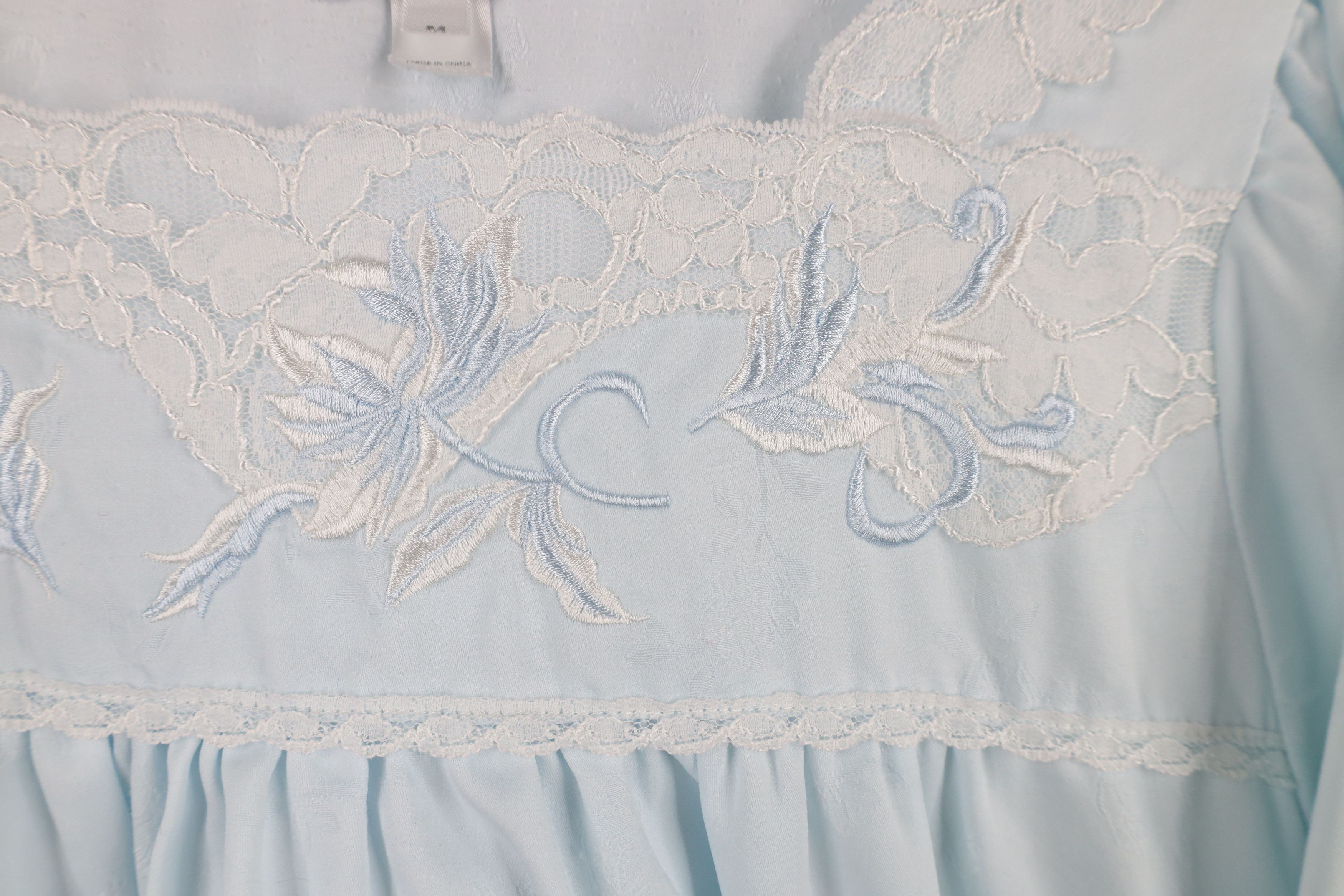 Vintage Vintage 90s Miss Elaine Lace Long Sleeve Sleep Night Gown Size M / US 6-8 / IT 42-44 - 6 Thumbnail