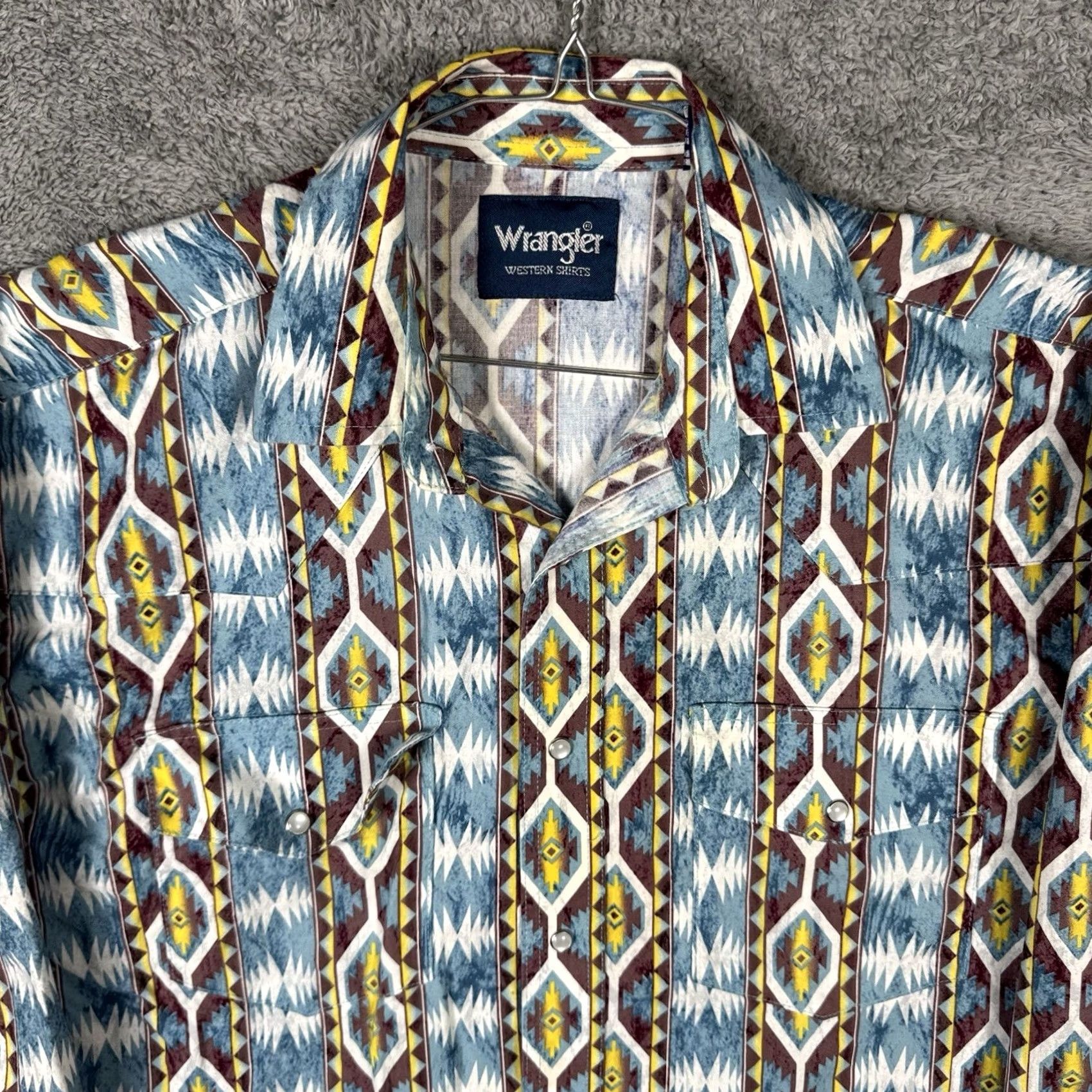 Wrangler VINTAGE Wrangler Brushpopper Shirt Men M Aztec Cowboy Western Pearl Snap 90s USA Size US M / EU 48-50 / 2 - 4 Thumbnail