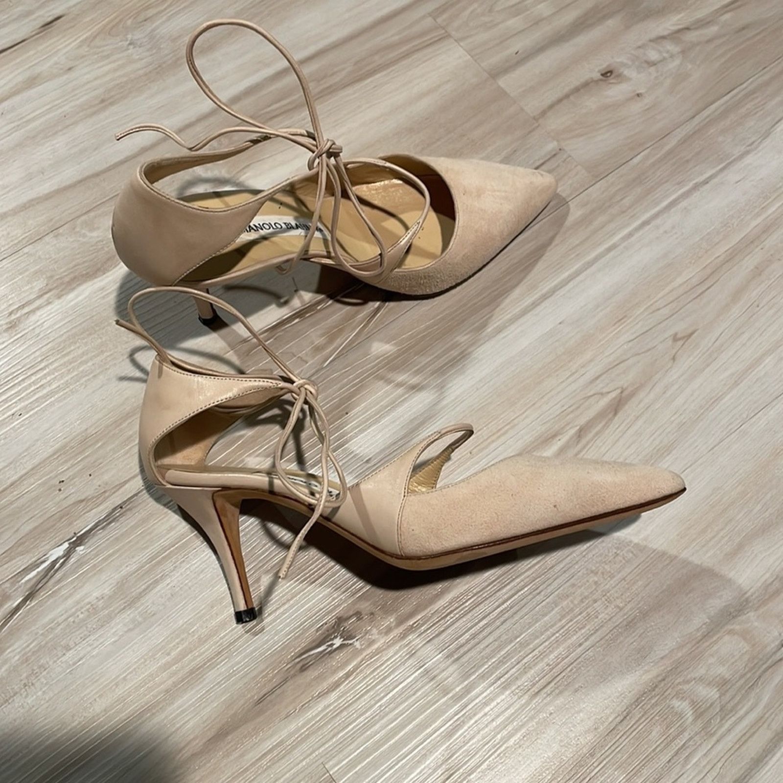 Manolo Blahnik Manolo Blahnik blush lace up heels size 36 Size US 6 / IT 36 - 7 Thumbnail
