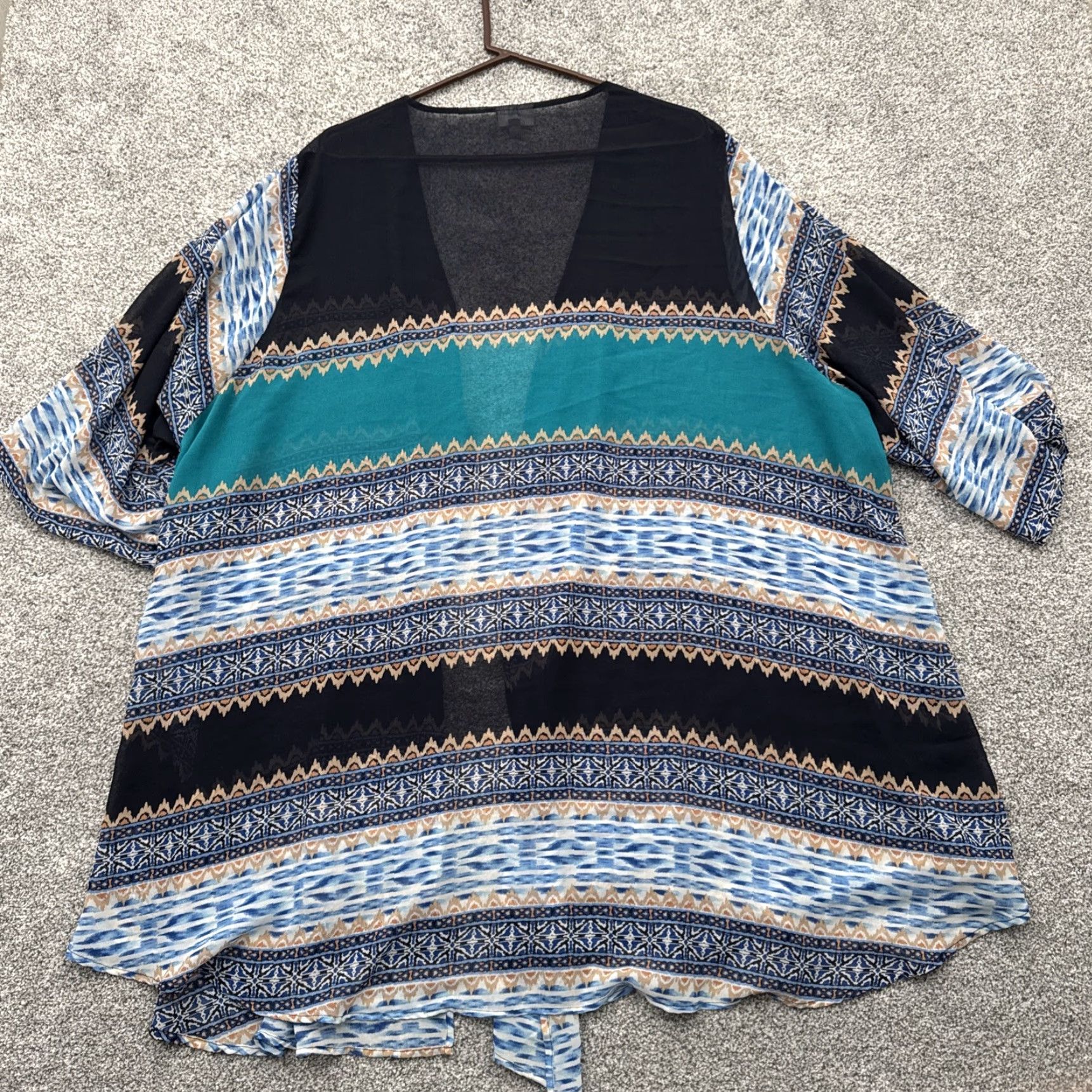 Avenue Avenue Cardigan Womens Plus 30/32 Boho Tribal Southwestern Festival FlowY Kimono Sleeve Lightweight Open Multicolor Geometric Casual Womens Size 4XL / US 24-26 - 7 Thumbnail