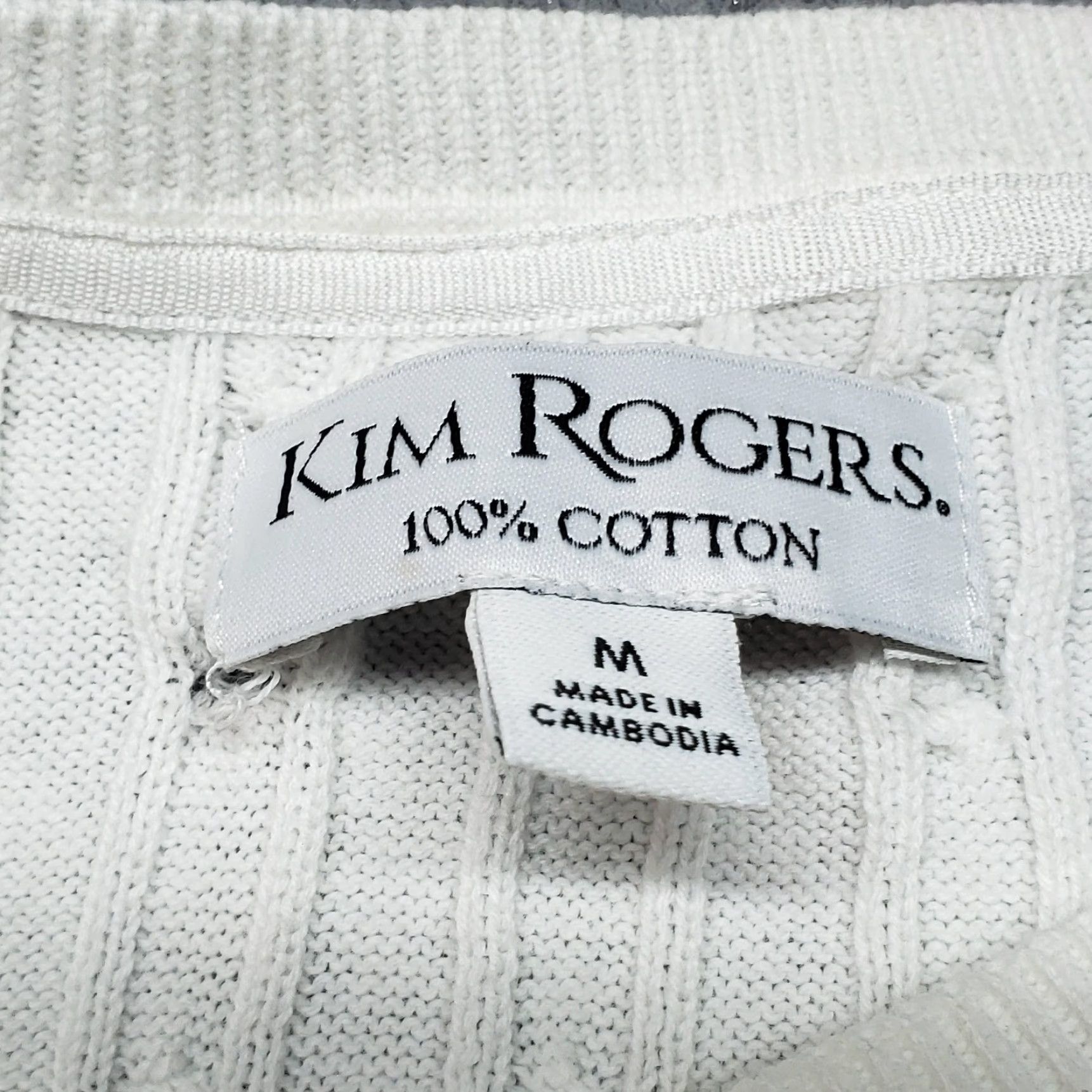Vintage Kim Rogers Sweater Womens M White Cotton Crew Neck Long Sleeve Pullover Knit Size M / US 6-8 / IT 42-44 - 6 Thumbnail