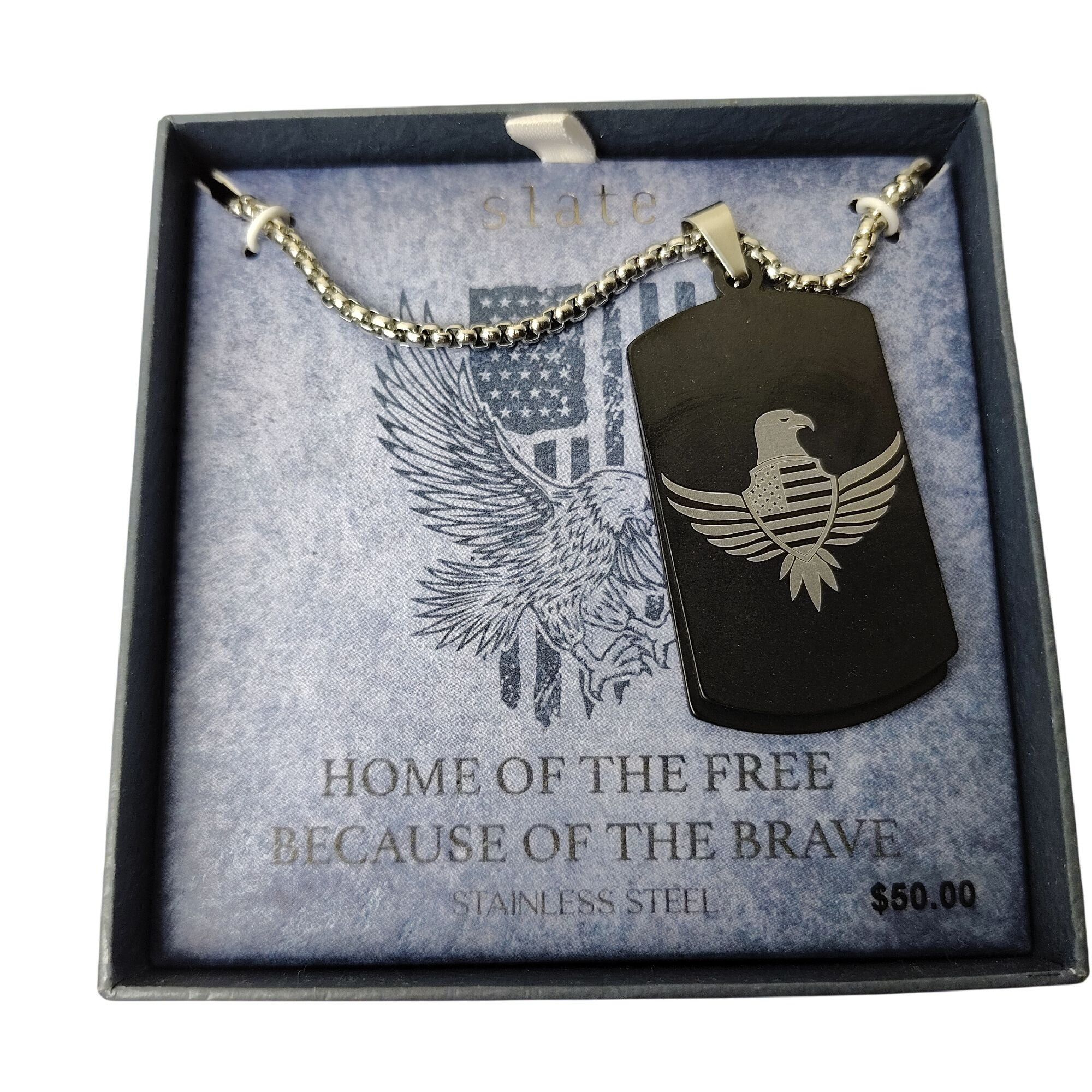 Other Slate Stainless Steel Dog Tag Necklace With Eagle Engraving Size ONE SIZE - 2 Thumbnail