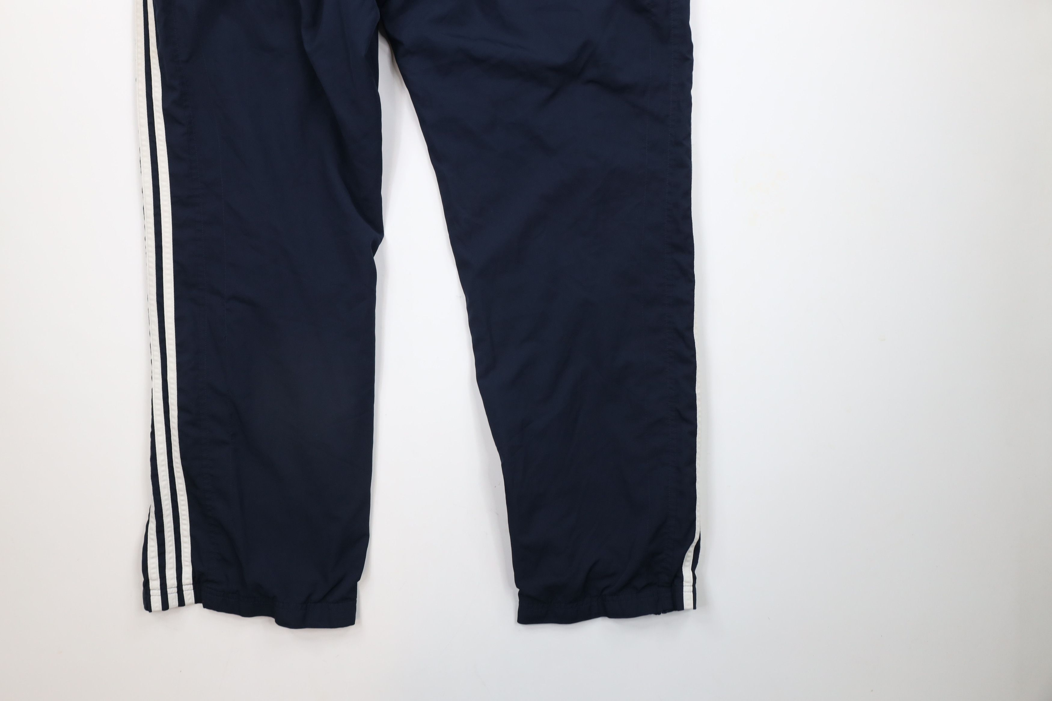 Adidas × Vintage Vintage Adidas Spell Out Striped Wide Leg Pants Navy Blue Size US 36 / EU 52 - 12 Thumbnail